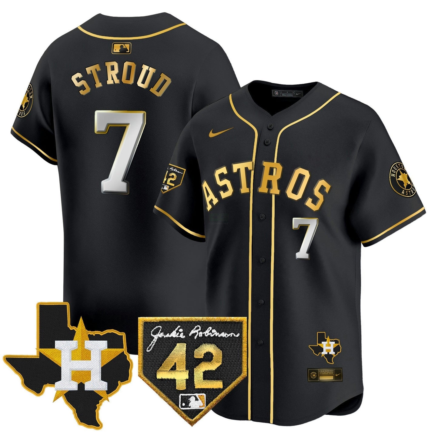 Camisa MLB Men’s Houston 2024 Robinson & Texas Patch Vapor Premier Limited Jersey