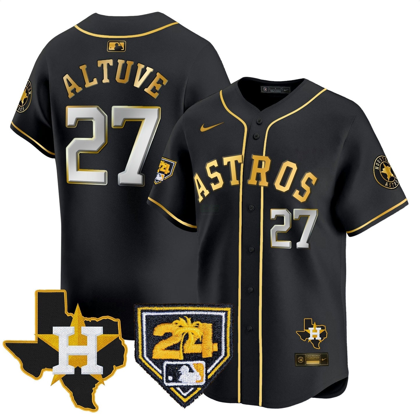 Camisa MLB Men’s Houston 2024 Spring Training & Texas Patch Vapor Premier Limited Jersey