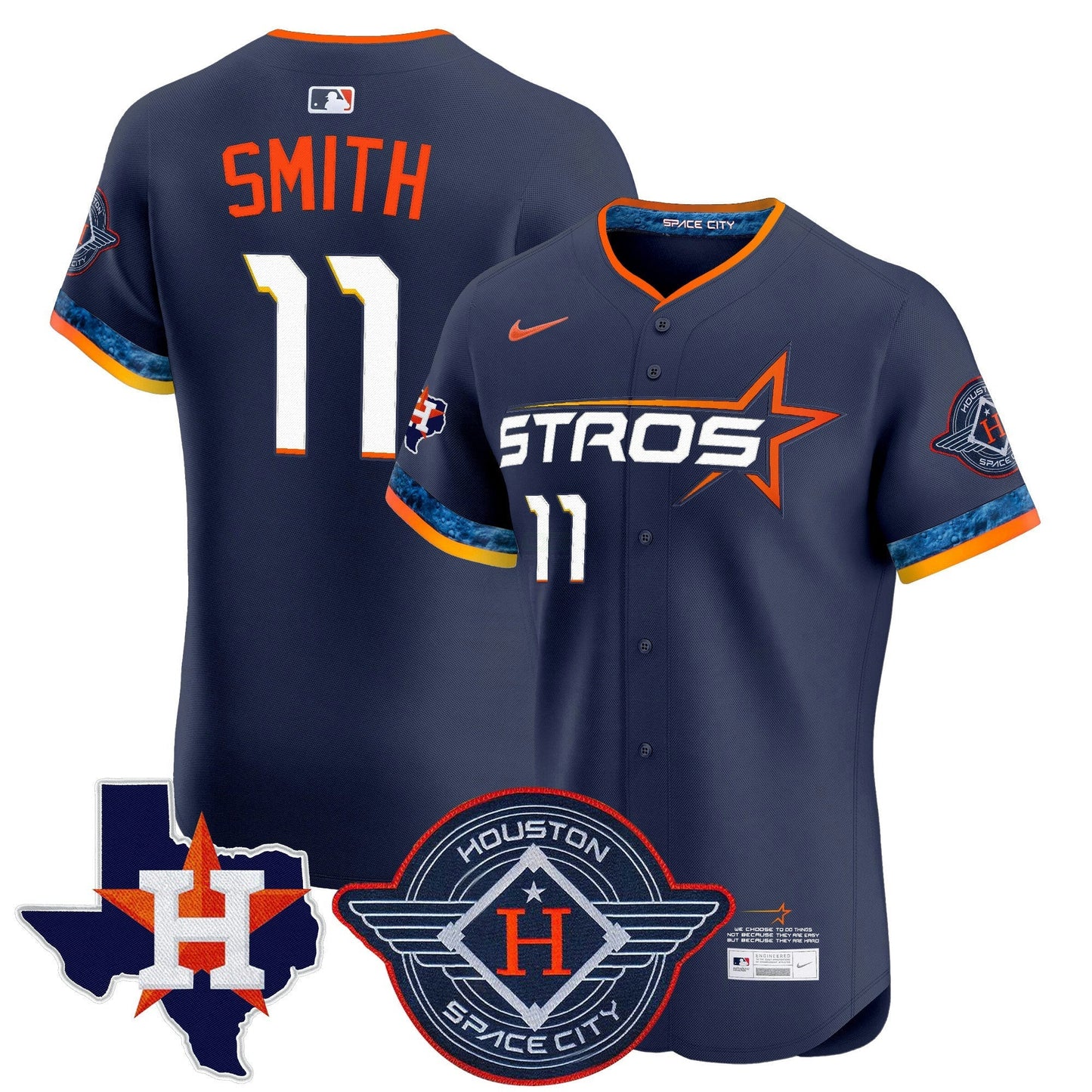 Camisa MLB Men’s Houston 2025 City Connect Texas Patch Vapor Premier Elite Jersey