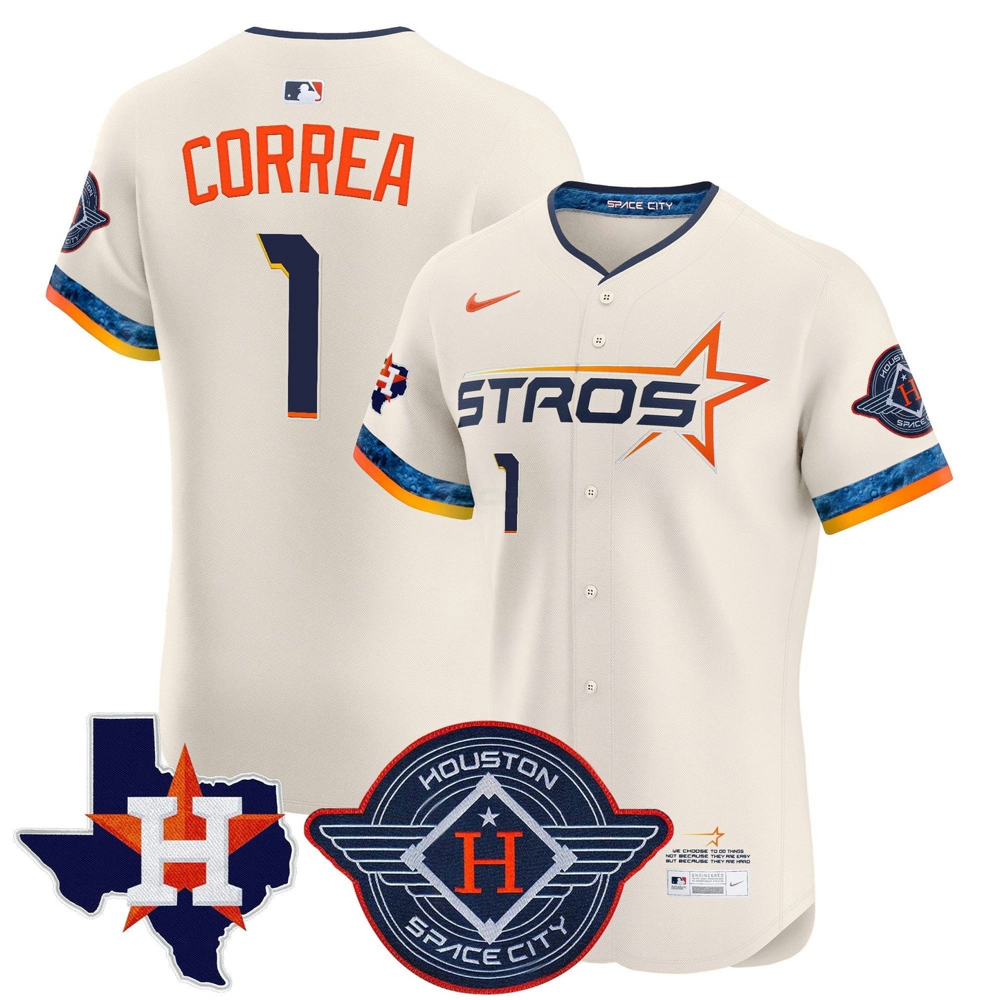 Camisa MLB Men’s Houston 2025 City Connect Texas Patch Vapor Premier Elite Jersey