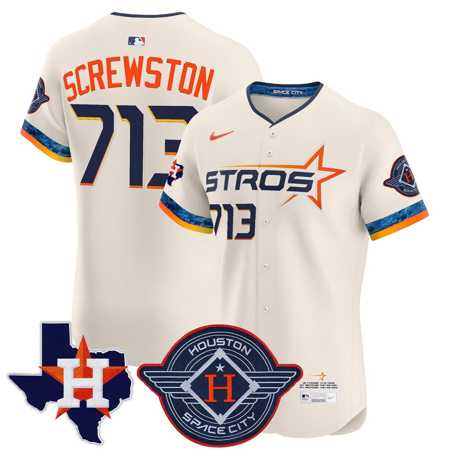 Camisa MLB Men’s Houston 2025 City Connect Texas Patch Vapor Premier Elite Jersey