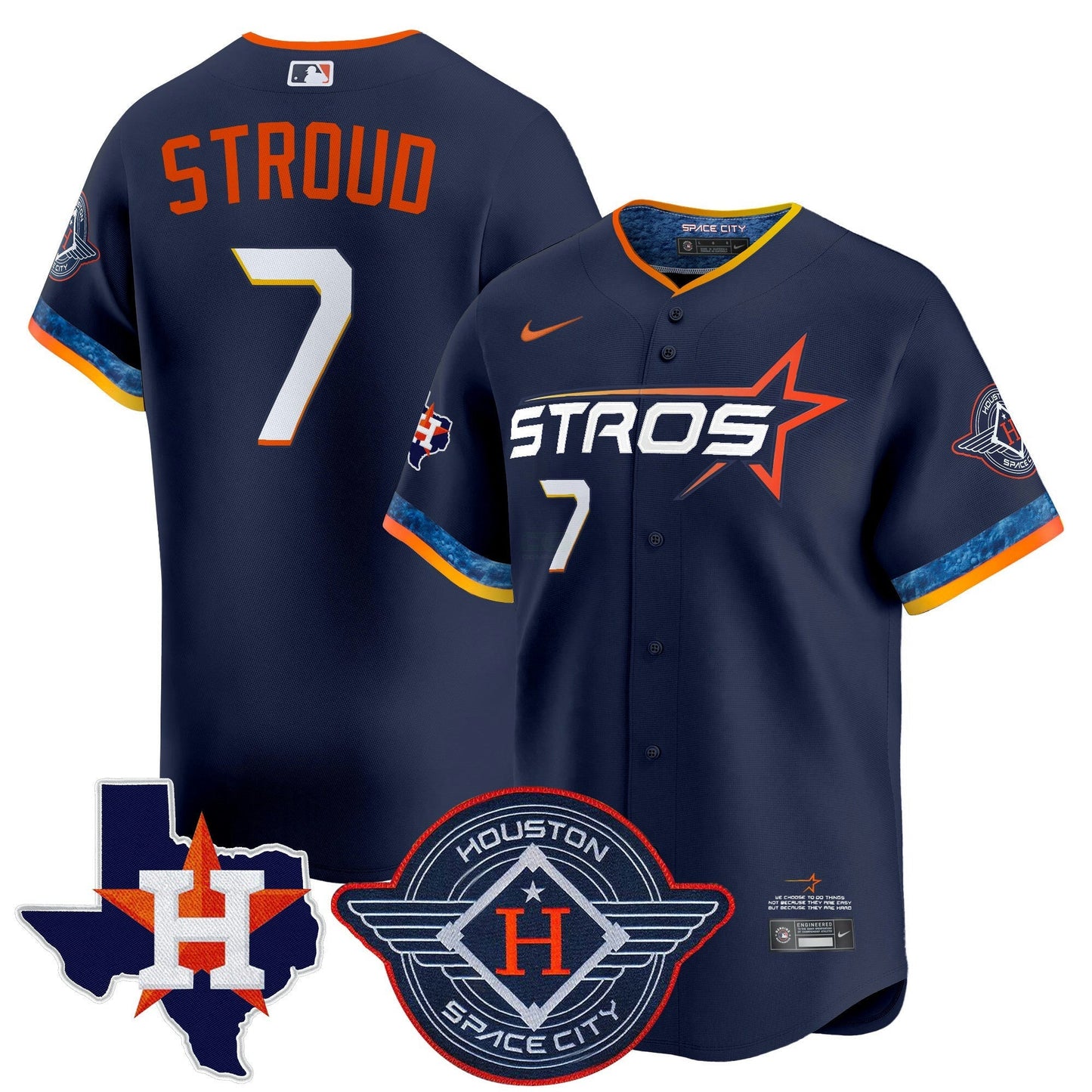 Camisa MLB Men’s Houston 2025 City Connect Texas Patch Vapor Premier Limited Jersey