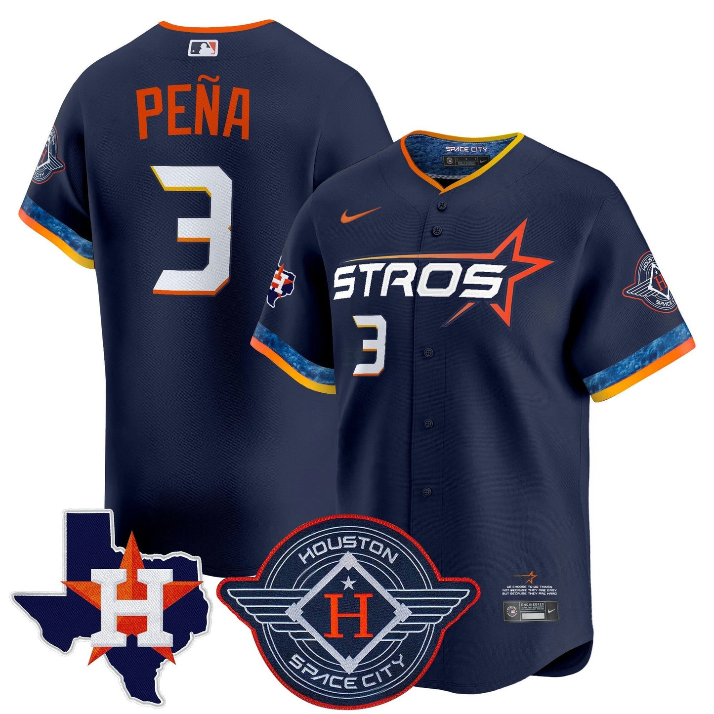 Camisa MLB Men’s Houston 2025 City Connect Texas Patch Vapor Premier Limited Jersey