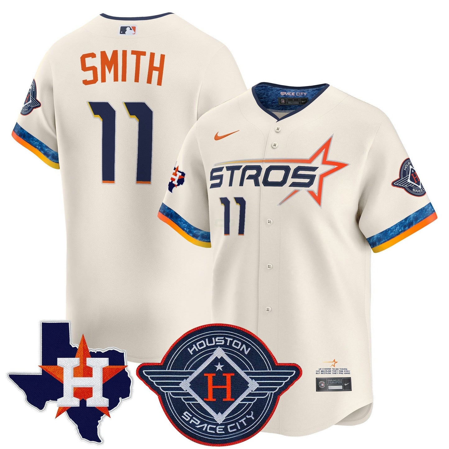 Camisa MLB Men’s Houston 2025 City Connect Texas Patch Vapor Premier Limited Jersey