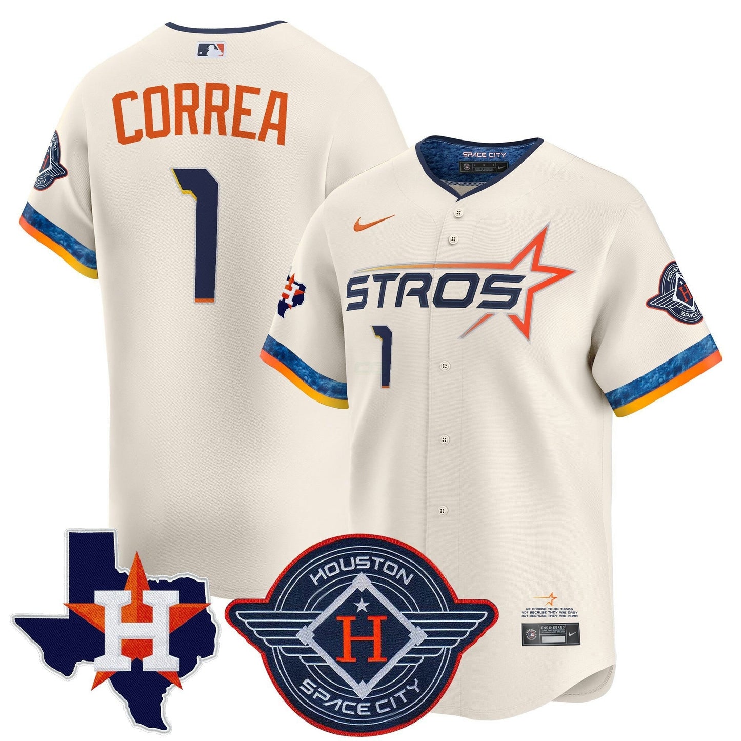 Camisa MLB Men’s Houston 2025 City Connect Texas Patch Vapor Premier Limited Jersey