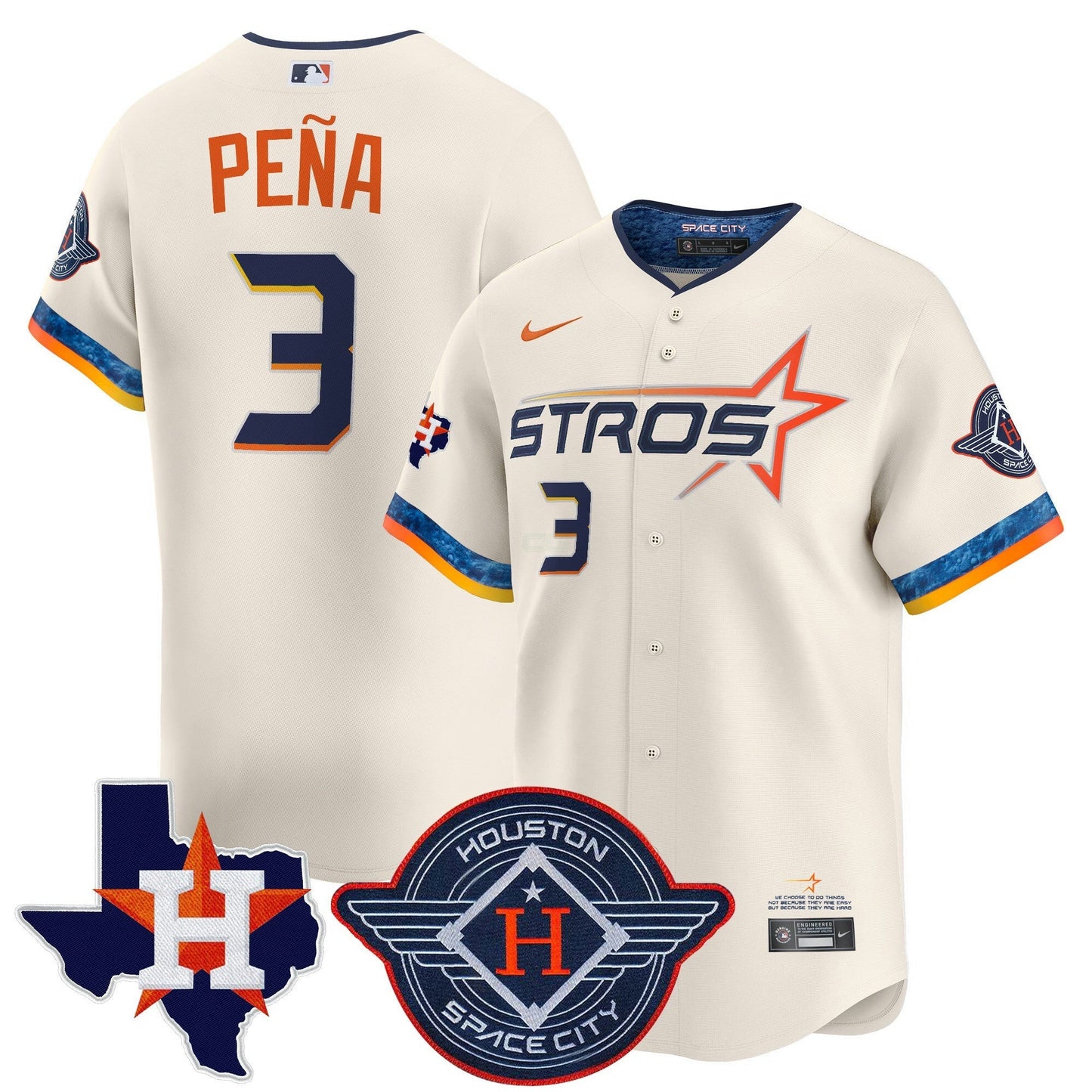 Camisa MLB Men’s Houston 2025 City Connect Texas Patch Vapor Premier Limited Jersey