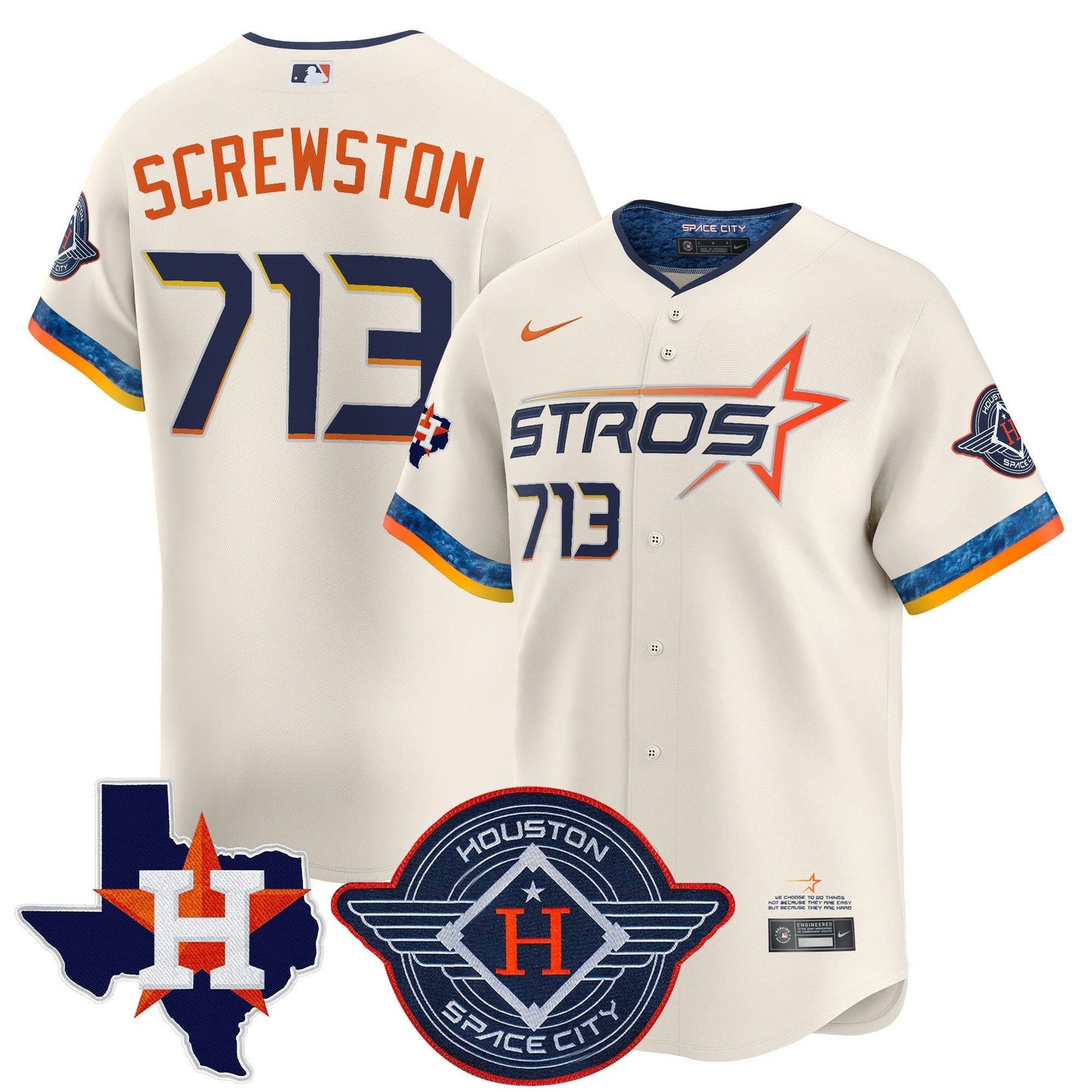 Camisa MLB Men’s Houston 2025 City Connect Texas Patch Vapor Premier Limited Jersey