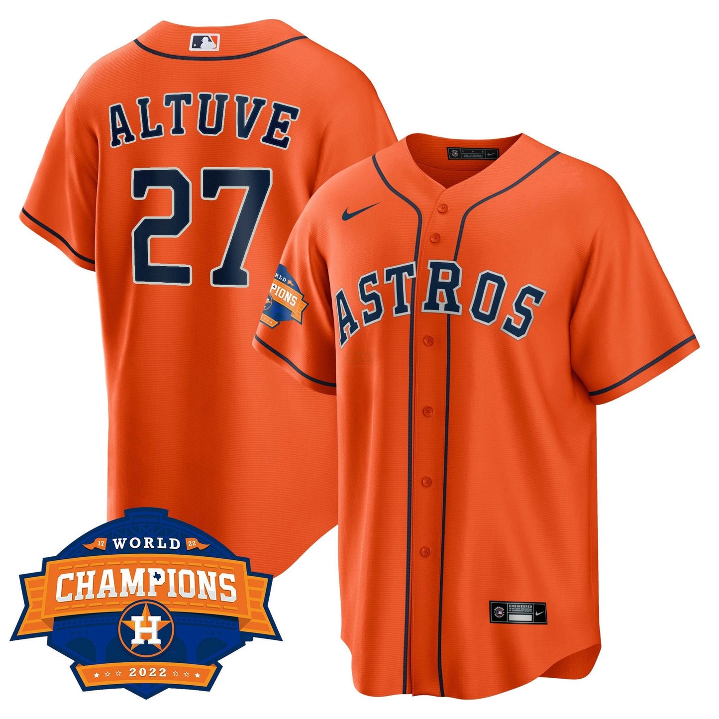 Camisa MLB Men’s Houston Alternativa 2022 World Series Champions Patch Limited Jersey