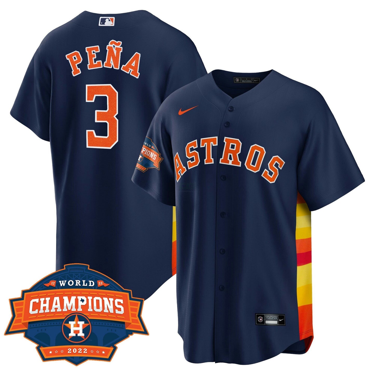 Camisa MLB Men’s Houston Alternativa Azul Marinho 2022 Champions Limited Player Jersey