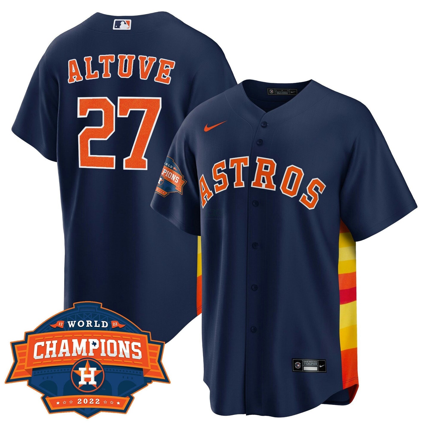 Camisa MLB Men’s Houston Alternativa Azul Marinho 2022 Champions Limited Player Jersey