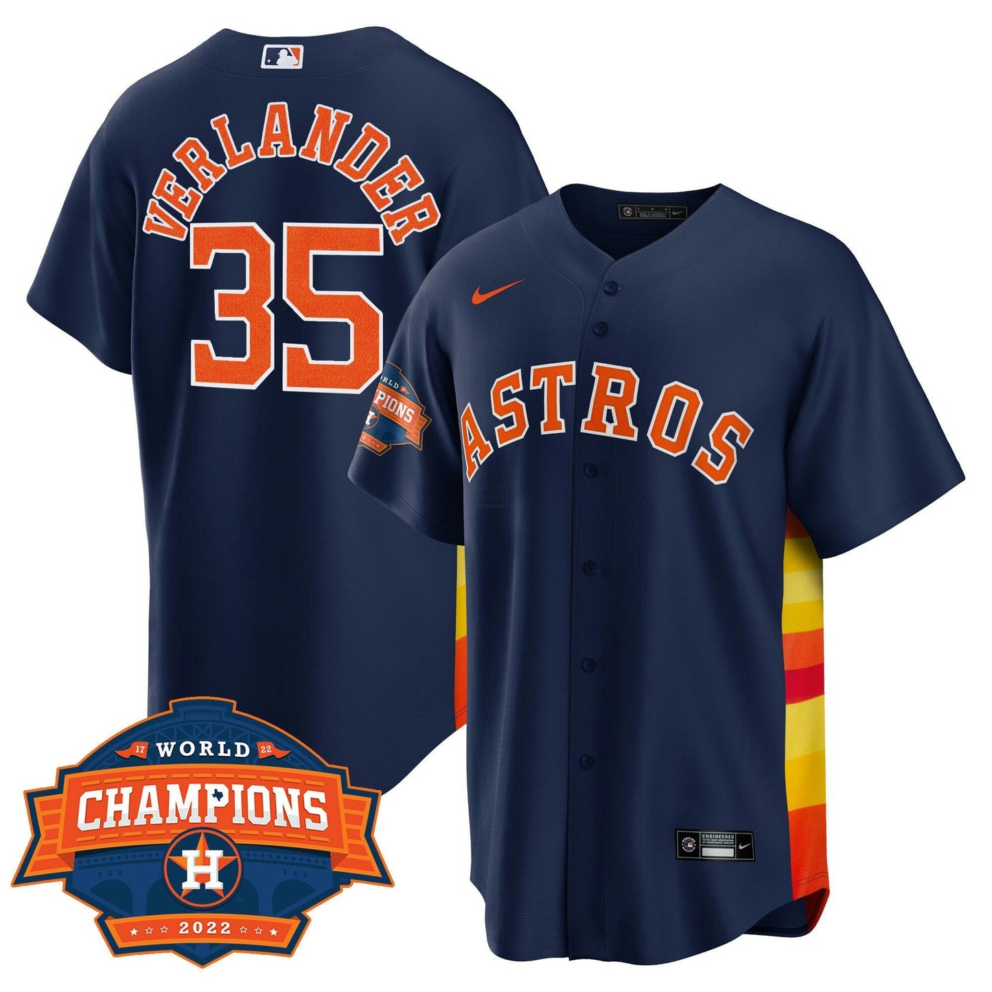 Camisa MLB Men’s Houston Alternativa Azul Marinho 2022 Champions Limited Player Jersey