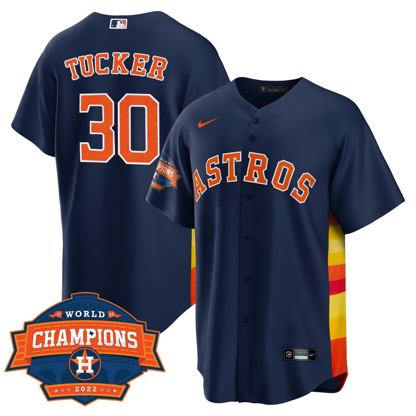 Camisa MLB Men’s Houston Alternativa Azul Marinho 2022 Champions Limited Player Jersey