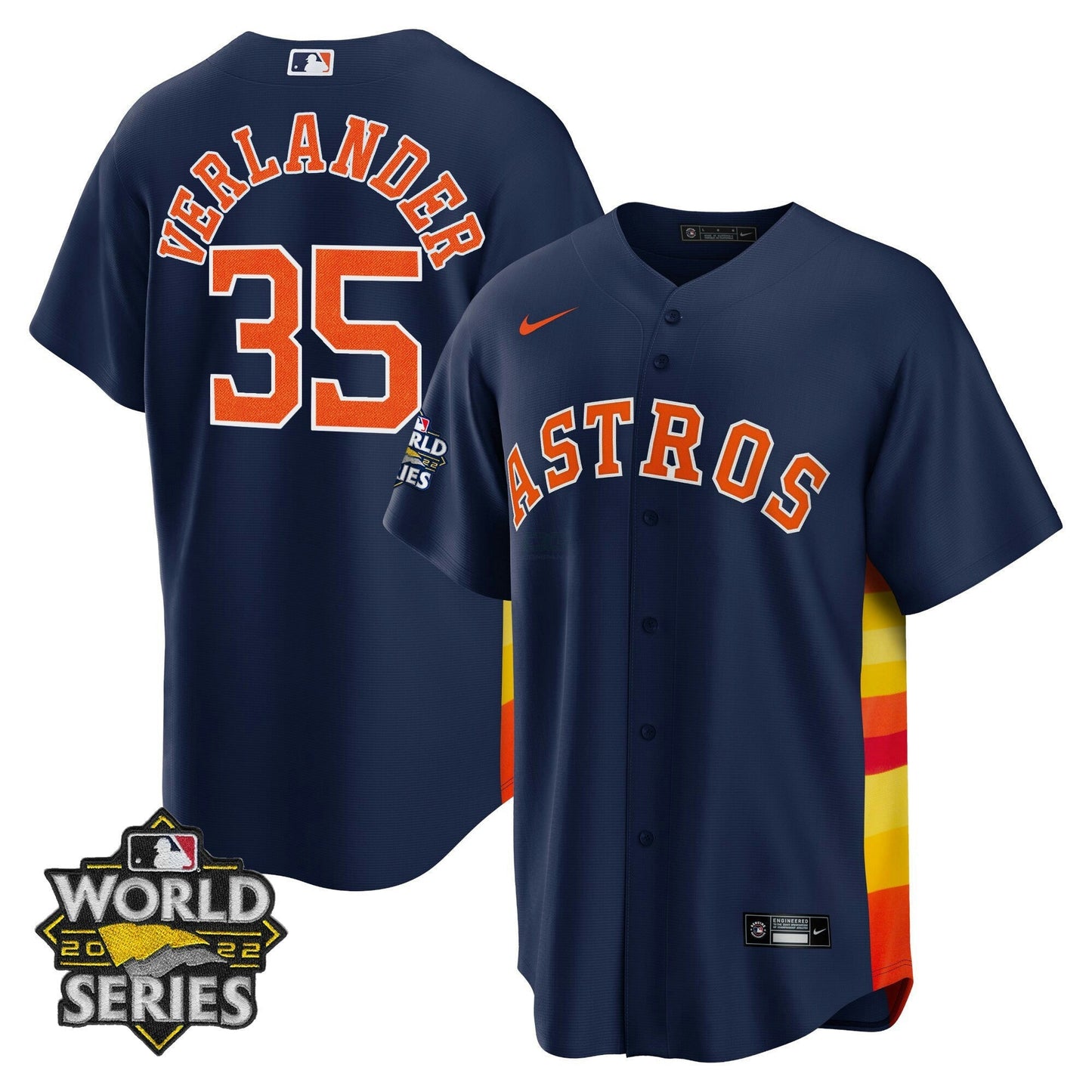 Camisa MLB Men’s Houston Alternativa Azul Marinho 2022 World Series Player Jersey
