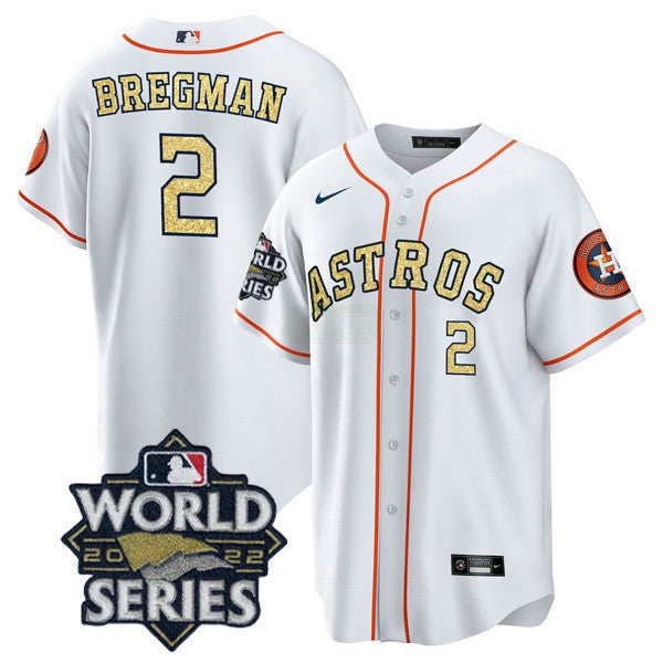 Camisa MLB Men’s Houston Branca Dourada 2022 World Series Jersey