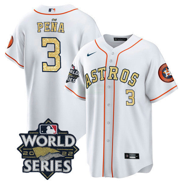 Camisa MLB Men’s Houston Branca Dourada 2022 World Series Jersey