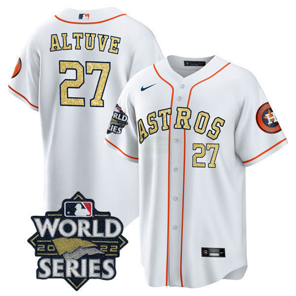 Camisa MLB Men’s Houston Branca Dourada 2022 World Series Jersey
