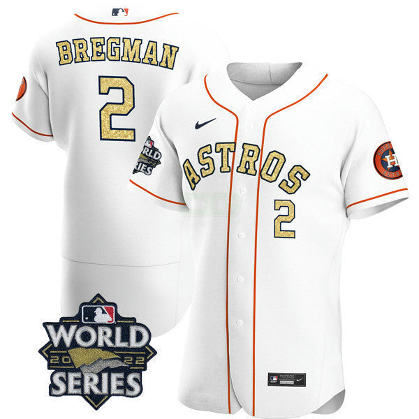 Camisa MLB Men’s Houston Branca Dourada 2022 World Series Jersey