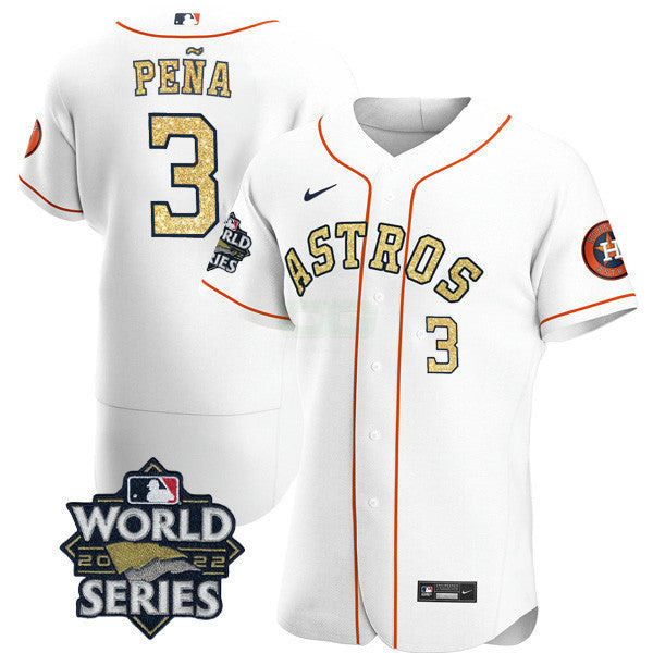 Camisa MLB Men’s Houston Branca Dourada 2022 World Series Jersey