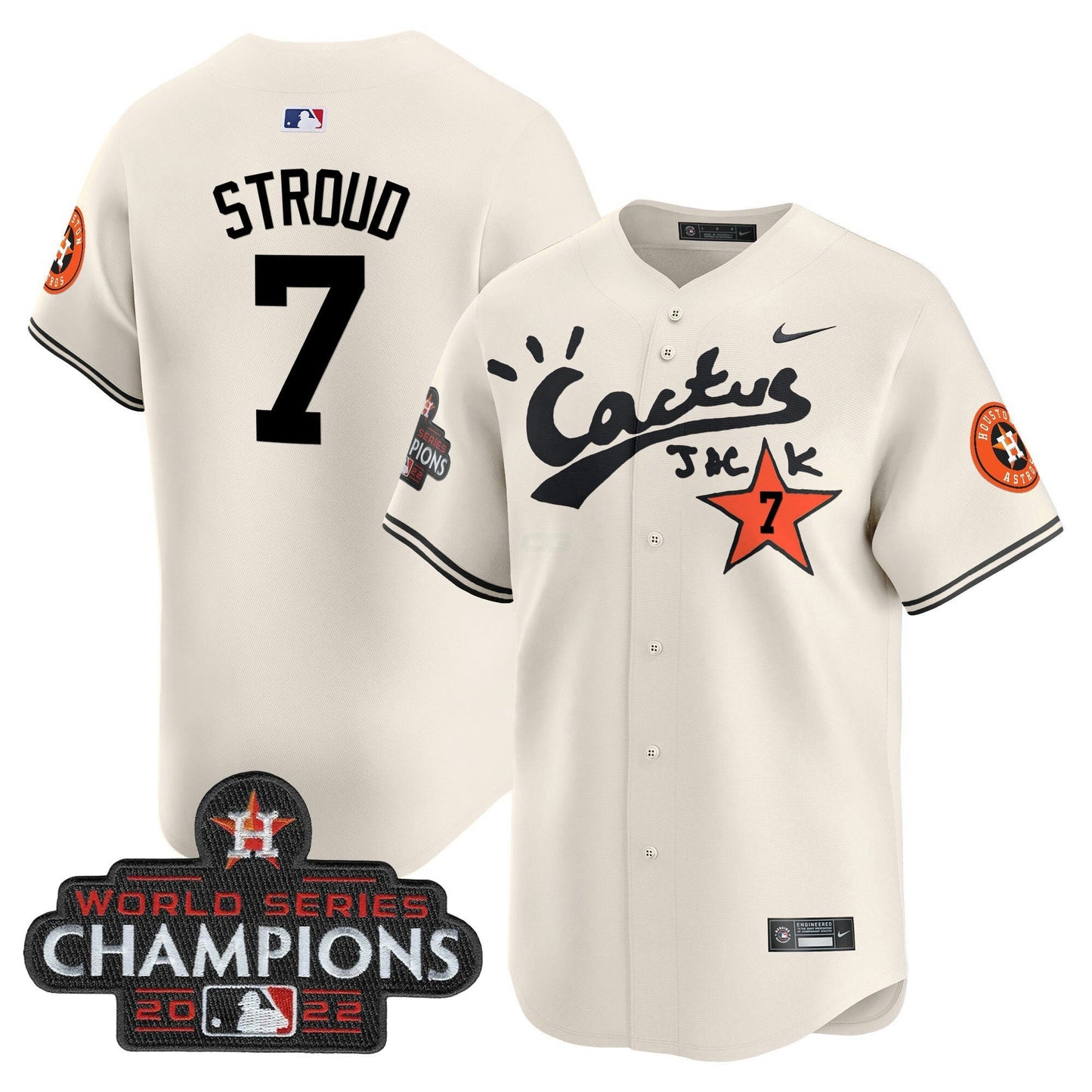 Camisa MLB Men’s Houston Cactus Jack Champions Patch Vapor Premier Limited Jersey