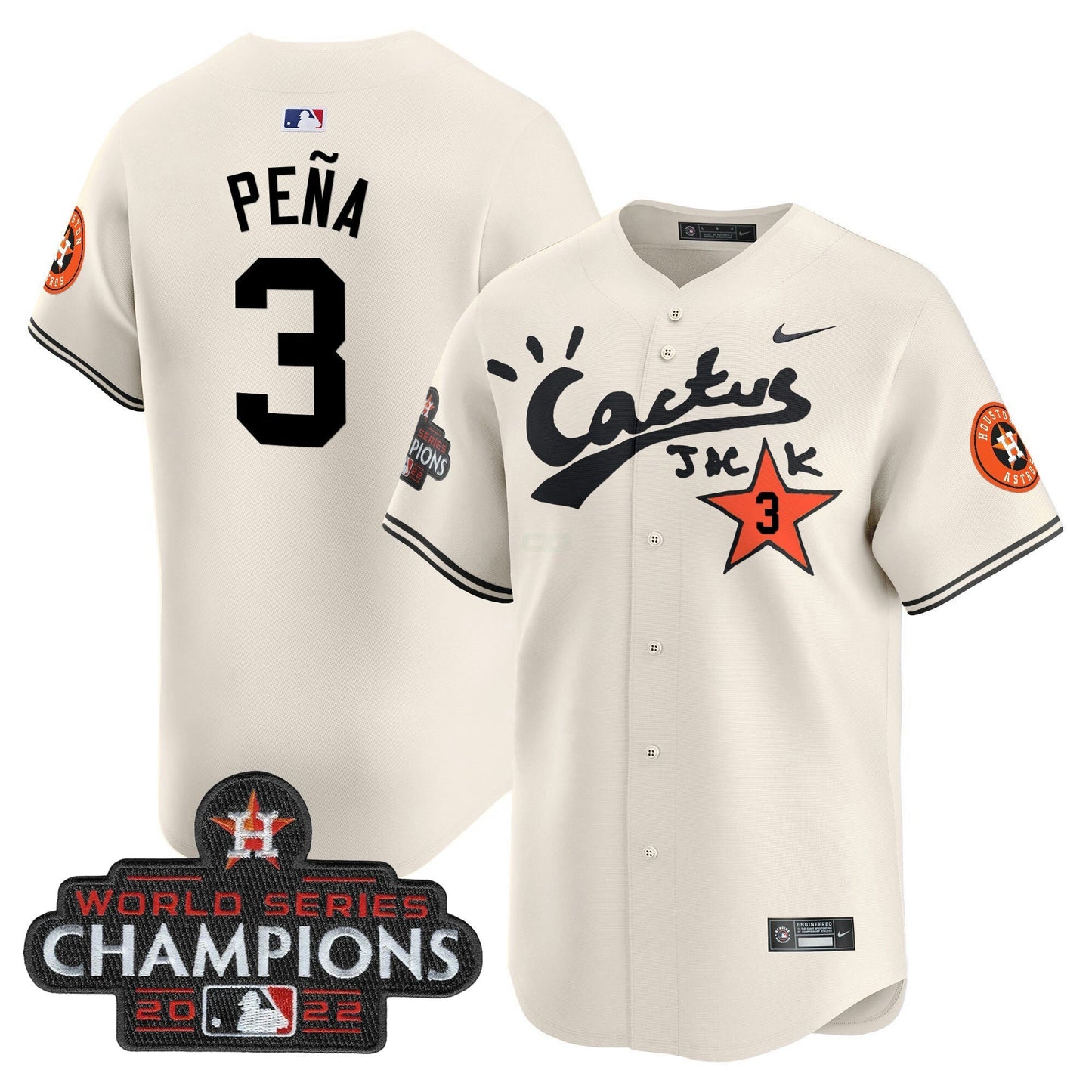 Camisa MLB Men’s Houston Cactus Jack Champions Patch Vapor Premier Limited Jersey