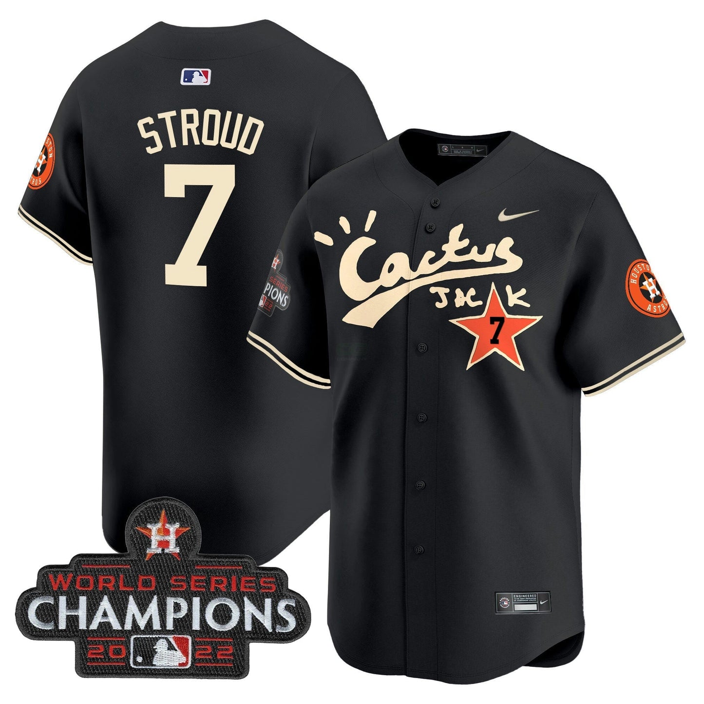 Camisa MLB Men’s Houston Cactus Jack Champions Patch Vapor Premier Limited Jersey