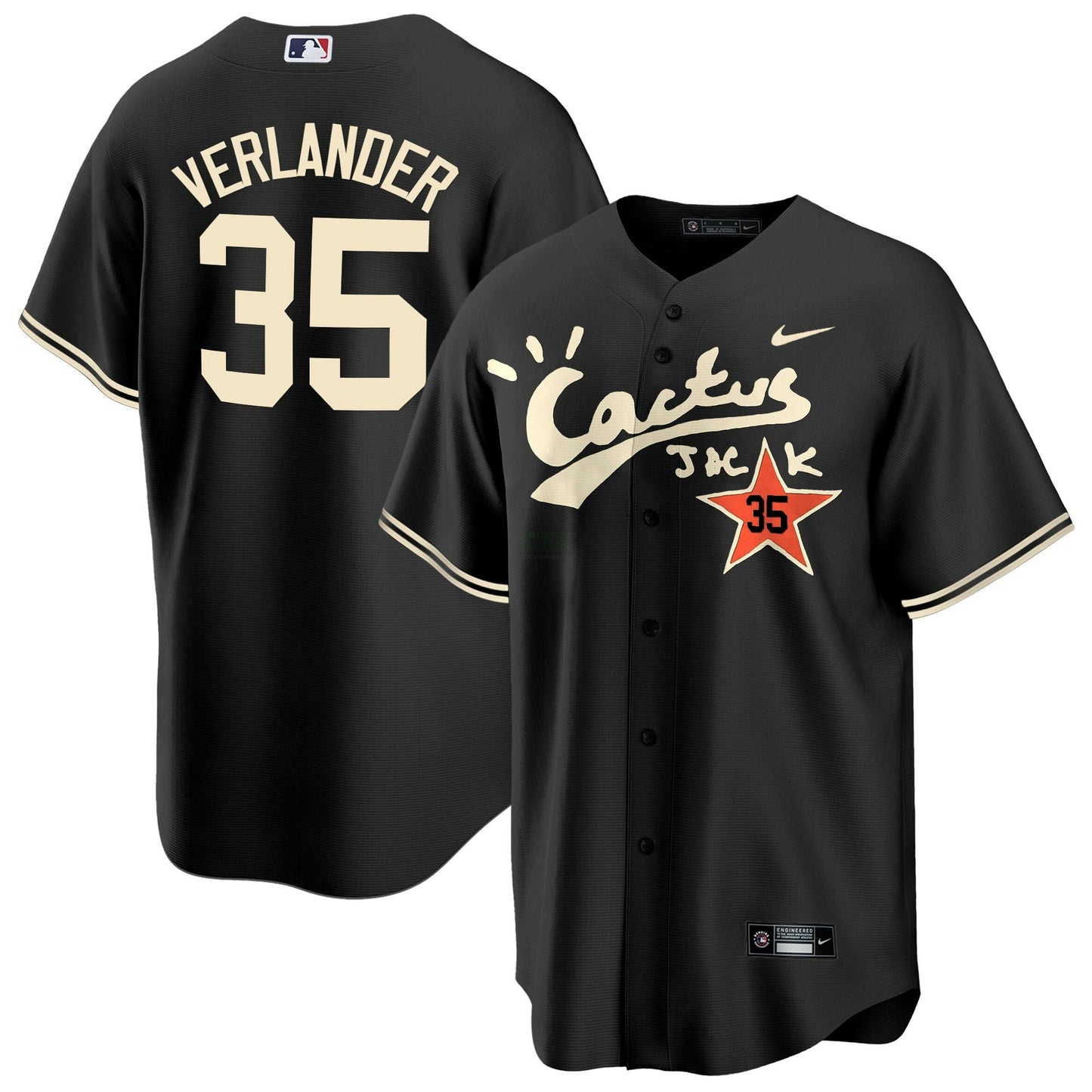 Camisa MLB Men’s Houston Cactus Jack Cool Base Jersey V2 – Stitched