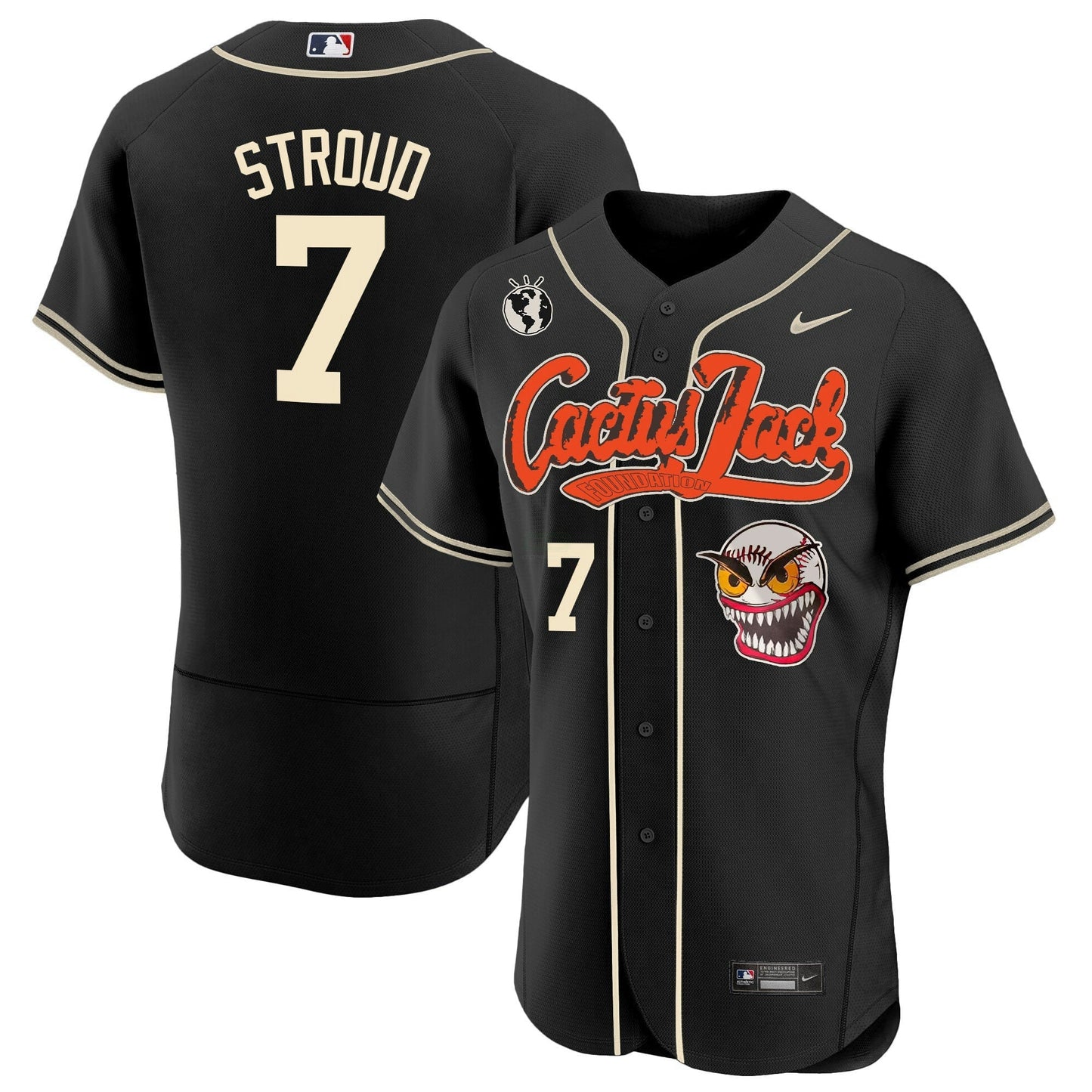 Camisa MLB Men’s Houston Cactus Jack Flex Base Jersey – Stitched
