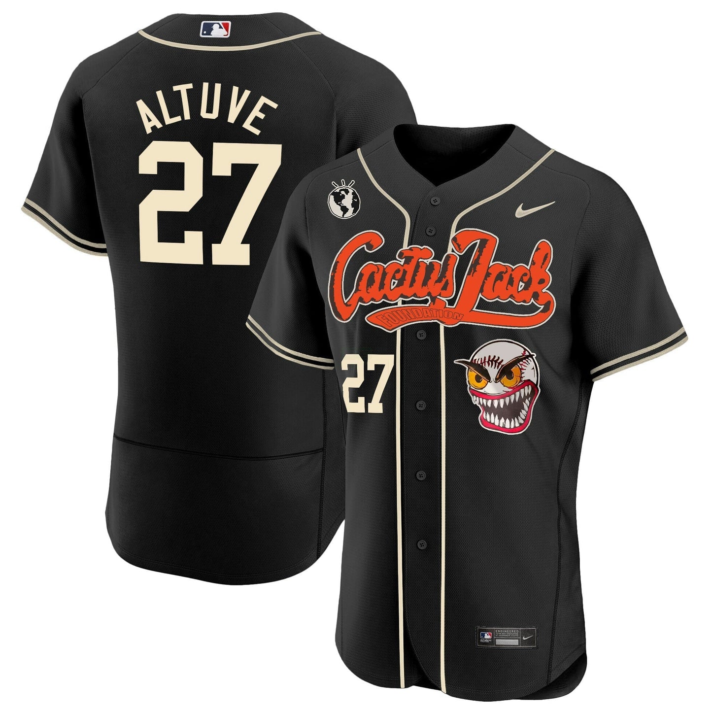 Camisa MLB Men’s Houston Cactus Jack Flex Base Jersey – Stitched