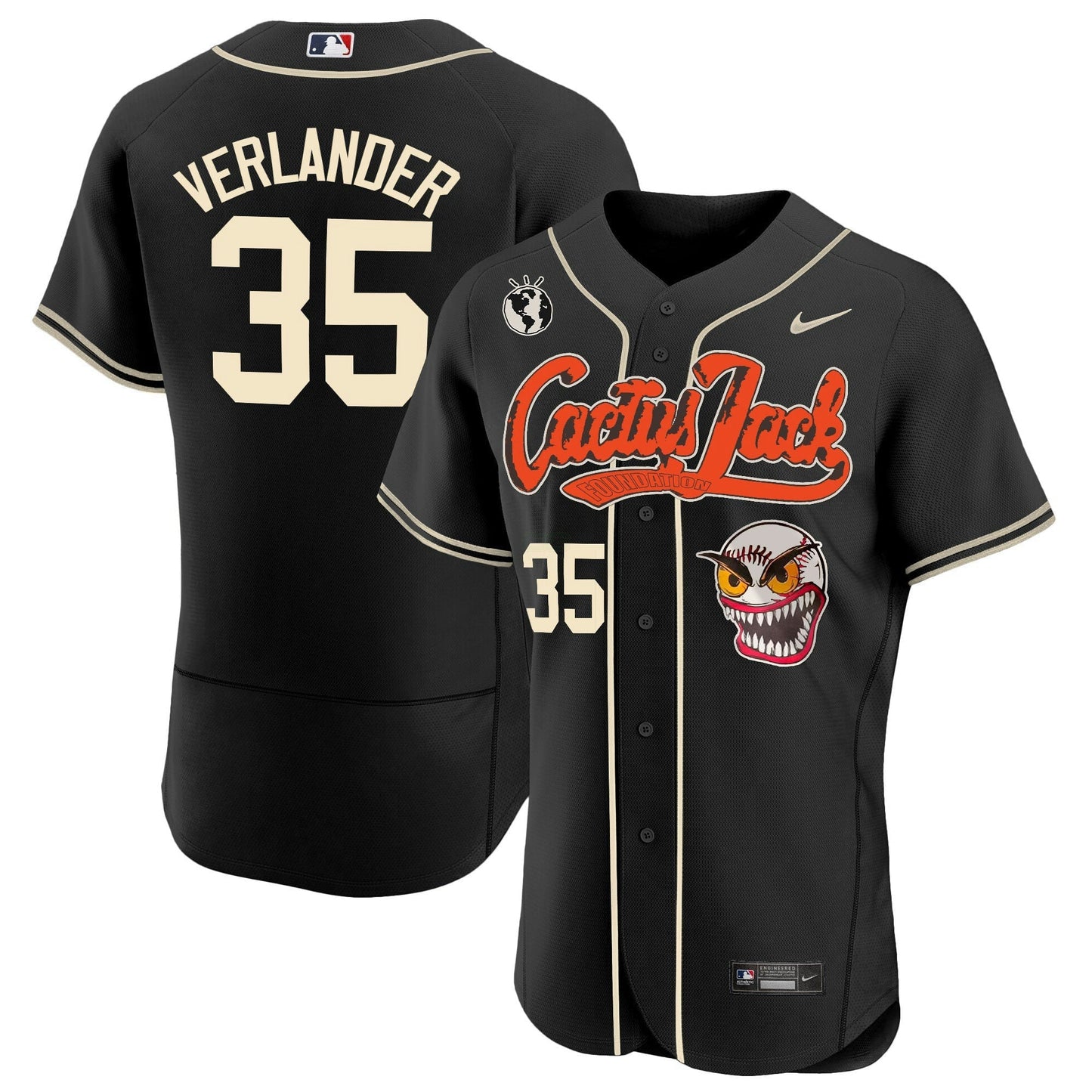 Camisa MLB Men’s Houston Cactus Jack Flex Base Jersey – Stitched