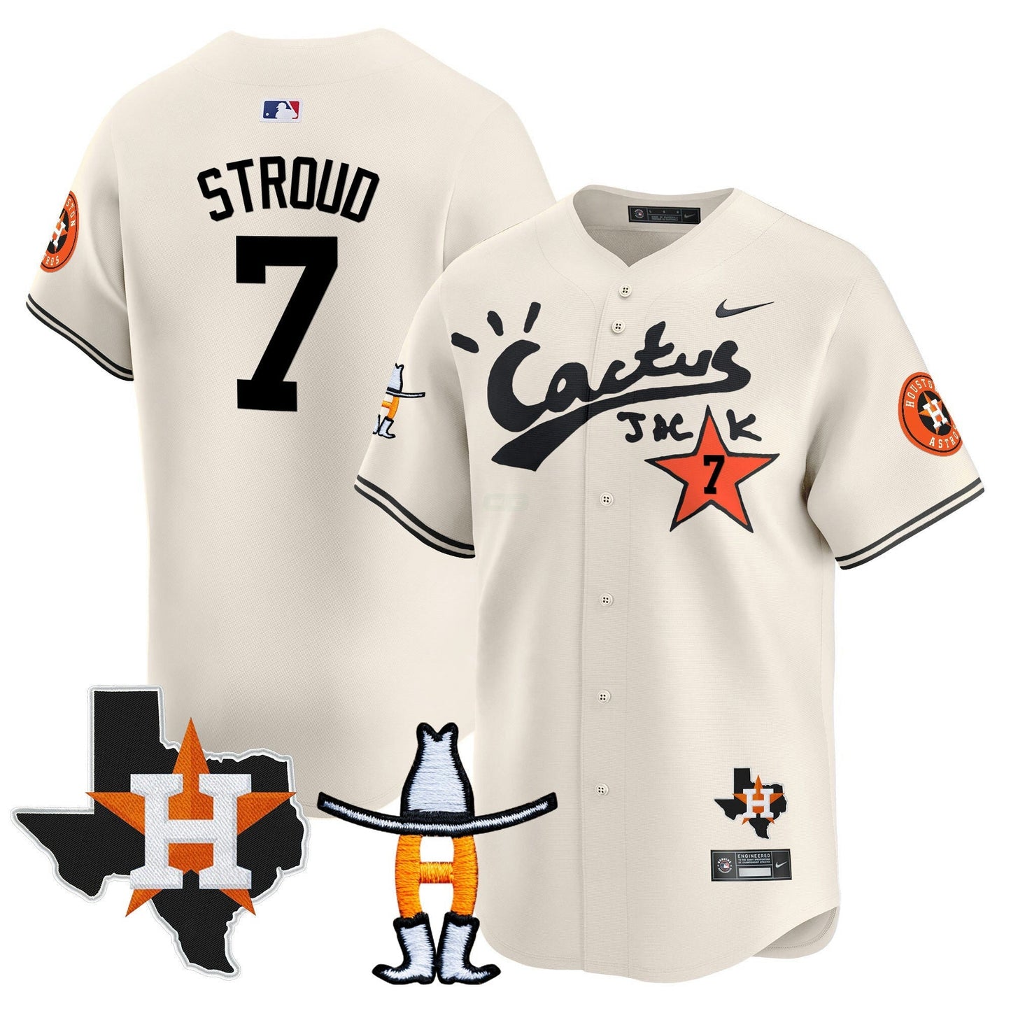 Camisa MLB Men’s Houston Cactus Jack Houston Rodeo Patch Vapor Premier Limited Jersey