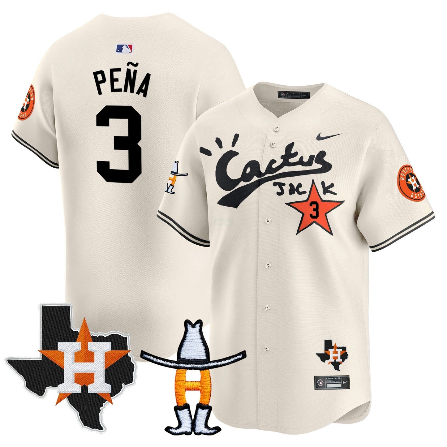 Camisa MLB Men’s Houston Cactus Jack Houston Rodeo Patch Vapor Premier Limited Jersey
