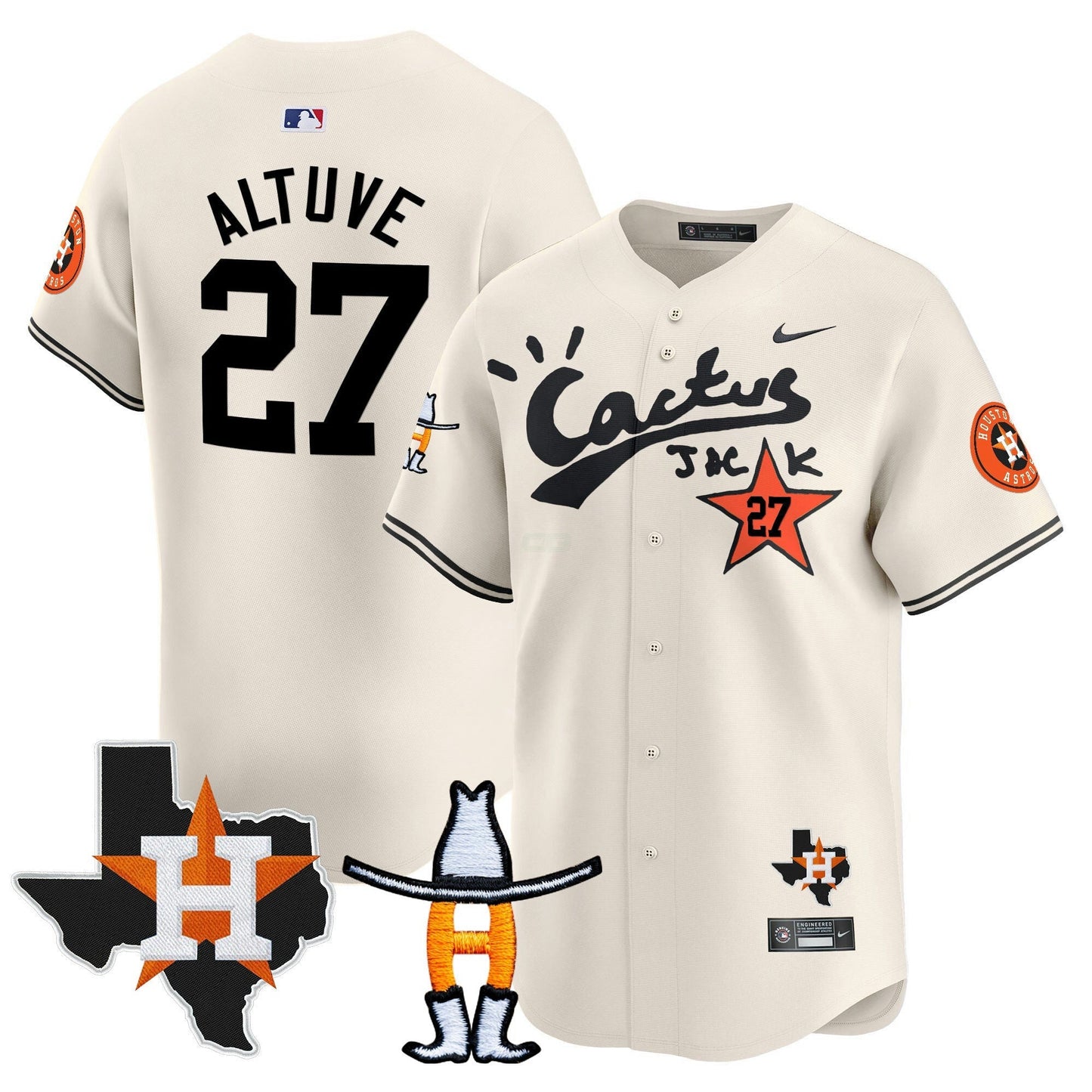 Camisa MLB Men’s Houston Cactus Jack Houston Rodeo Patch Vapor Premier Limited Jersey