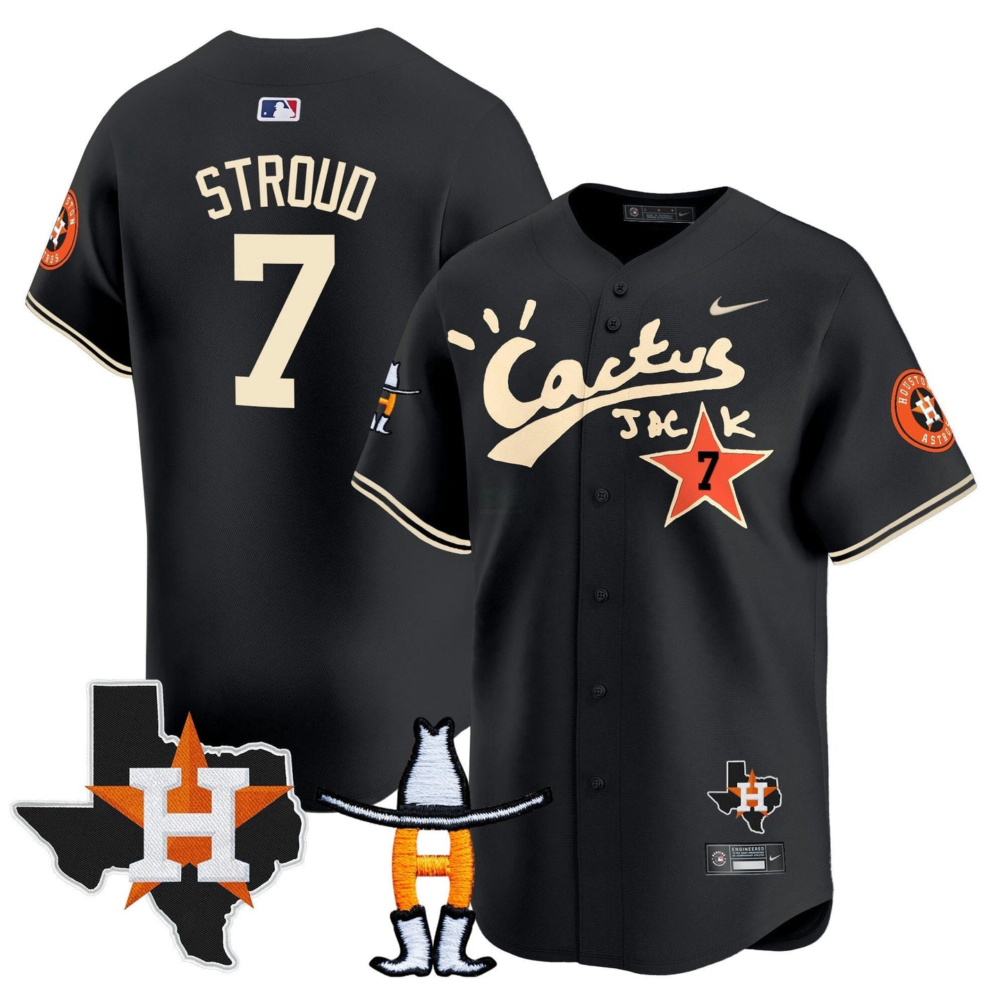 Camisa MLB Men’s Houston Cactus Jack Houston Rodeo Patch Vapor Premier Limited Jersey