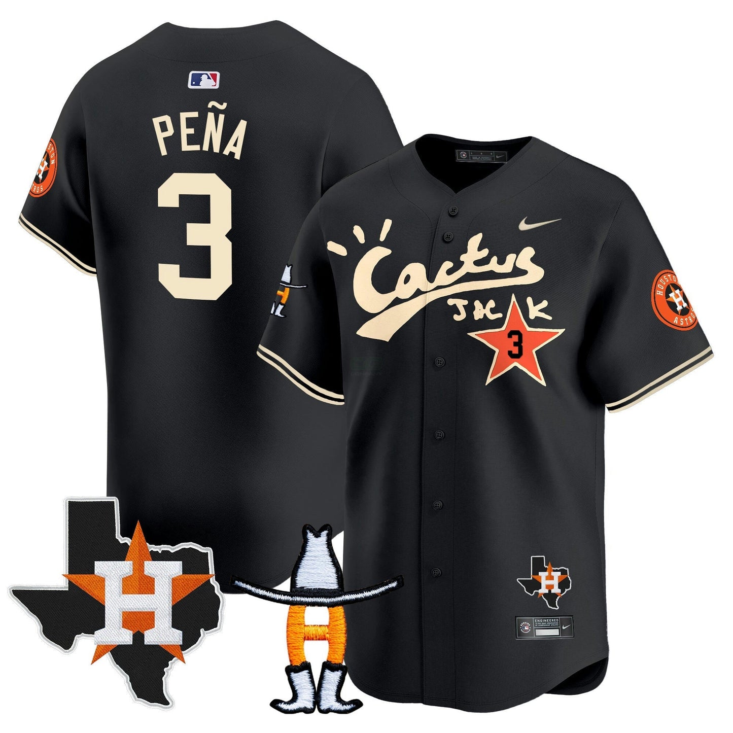 Camisa MLB Men’s Houston Cactus Jack Houston Rodeo Patch Vapor Premier Limited Jersey