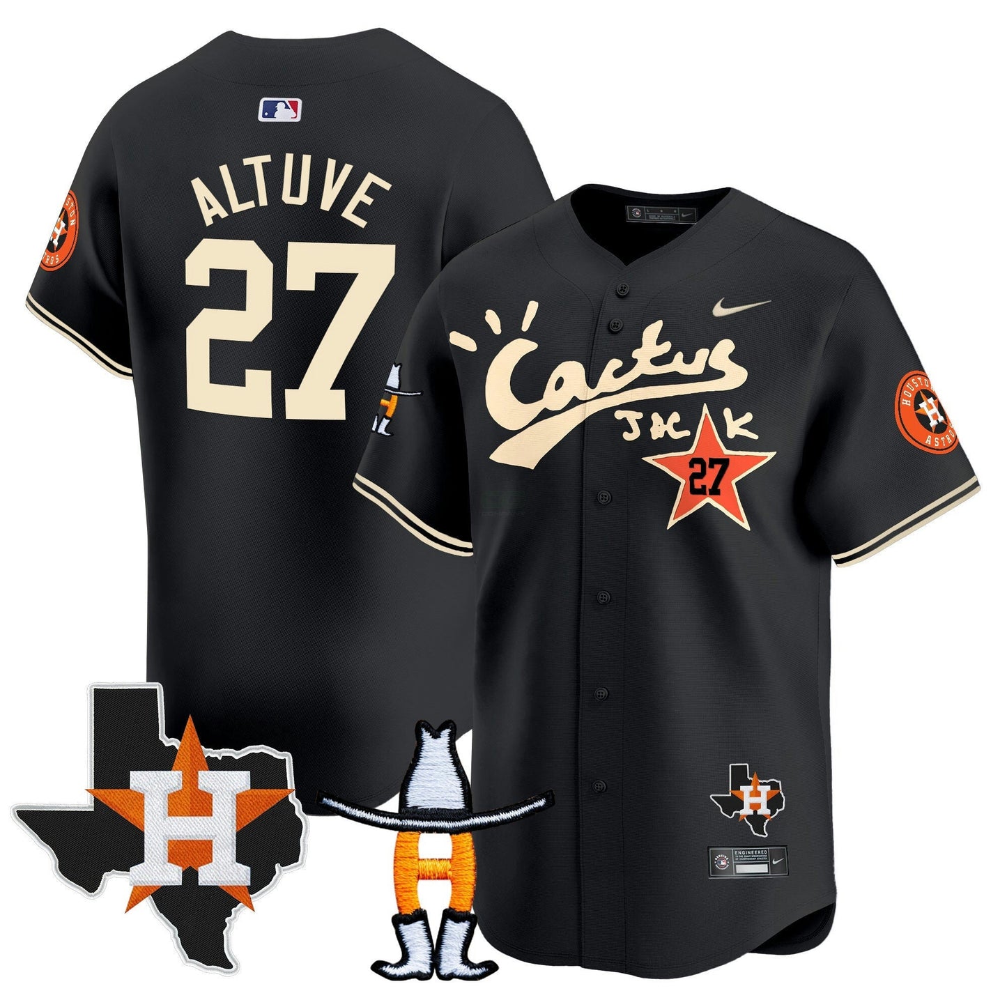Camisa MLB Men’s Houston Cactus Jack Houston Rodeo Patch Vapor Premier Limited Jersey