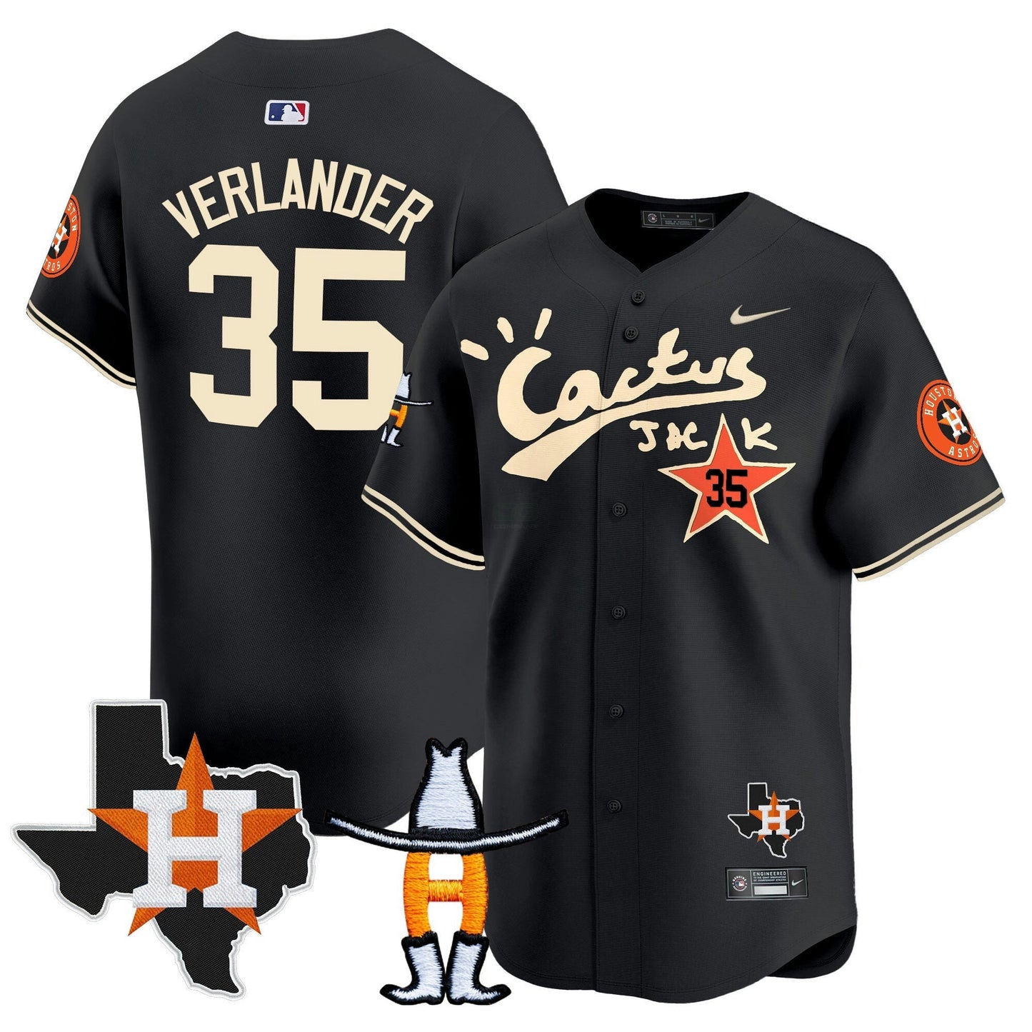 Camisa MLB Men’s Houston Cactus Jack Houston Rodeo Patch Vapor Premier Limited Jersey