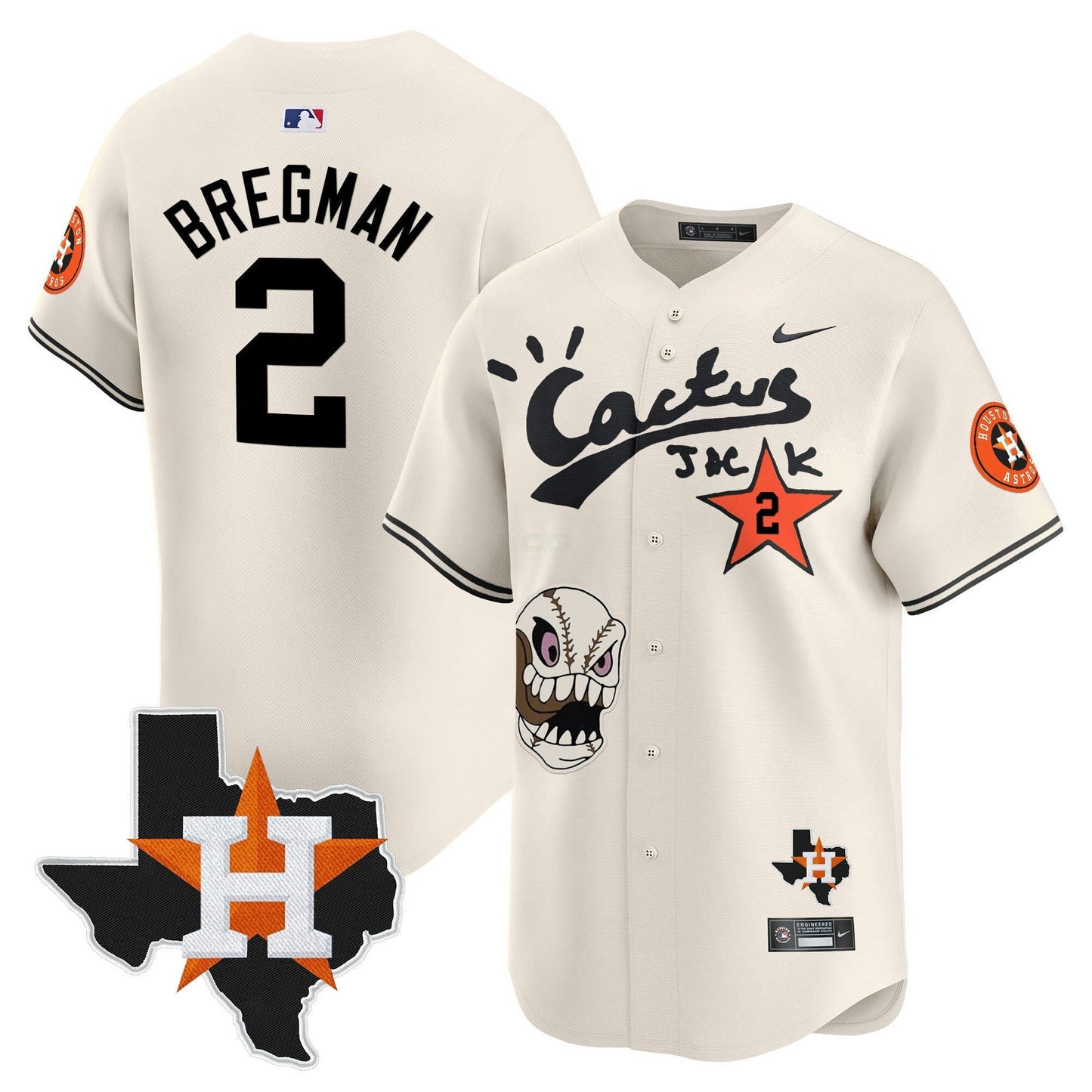 Camisa MLB Men’s Houston Cactus Jack Patch Vapor Premier Limited Jersey