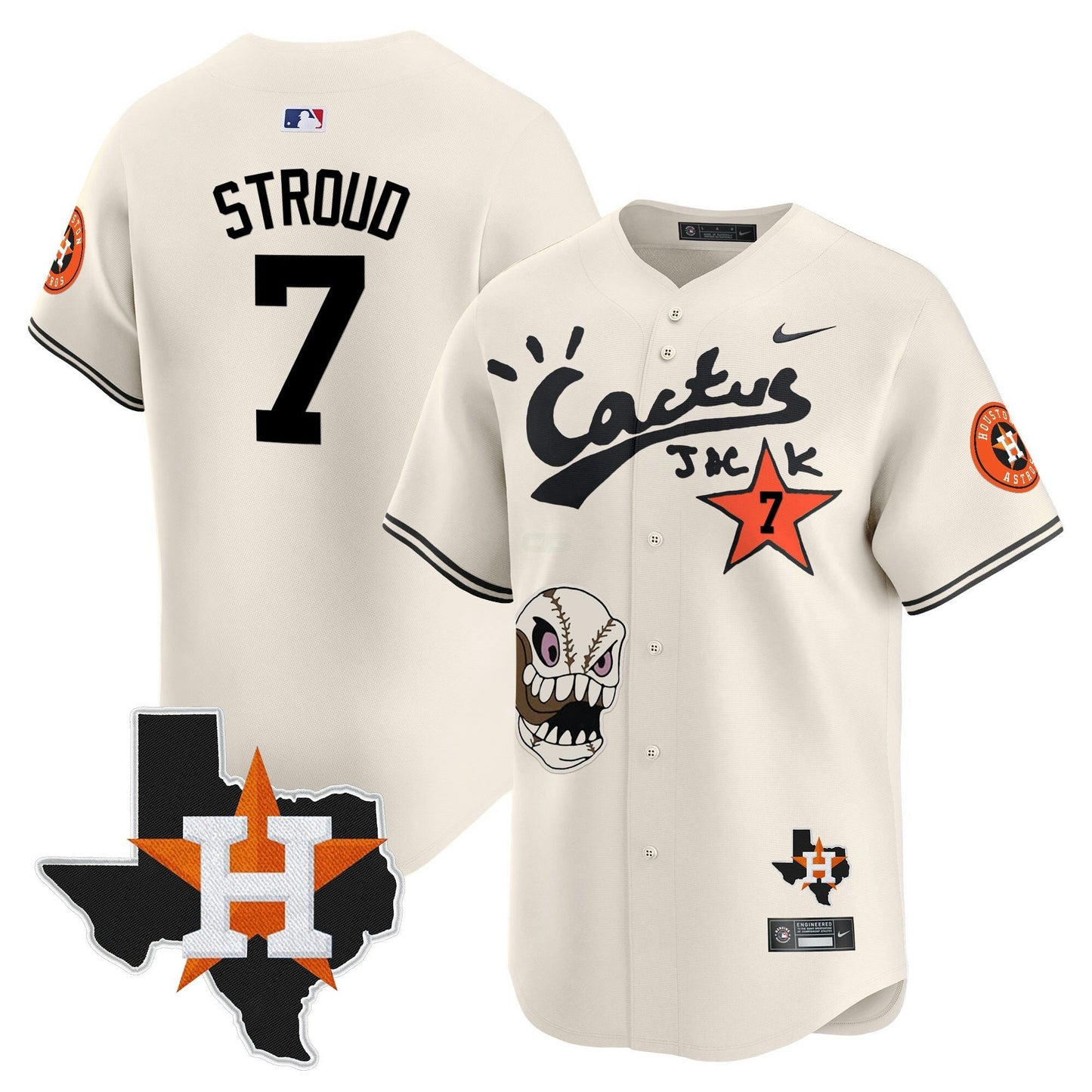 Camisa MLB Men’s Houston Cactus Jack Patch Vapor Premier Limited Jersey