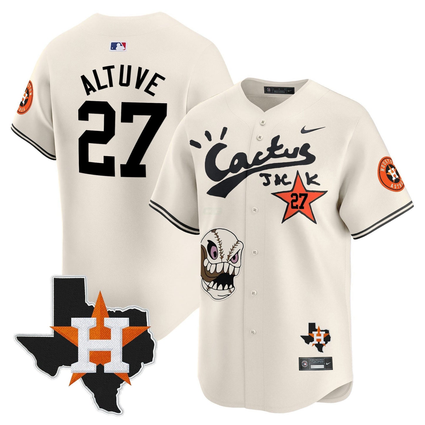 Camisa MLB Men’s Houston Cactus Jack Patch Vapor Premier Limited Jersey