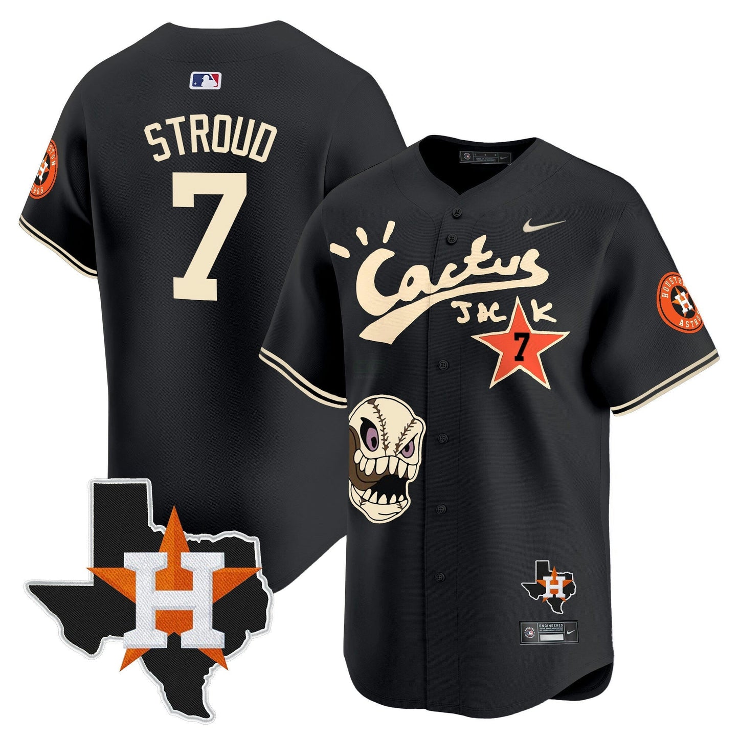 Camisa MLB Men’s Houston Cactus Jack Patch Vapor Premier Limited Jersey