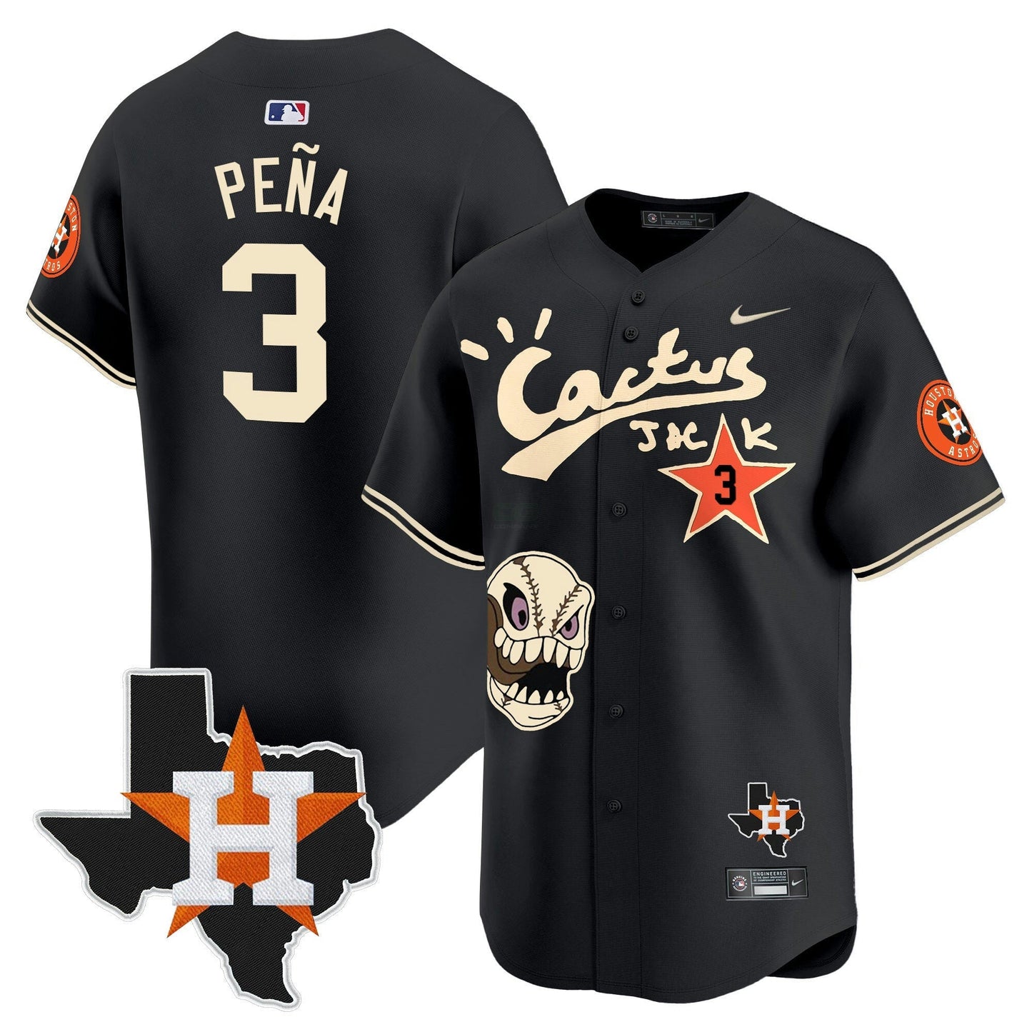Camisa MLB Men’s Houston Cactus Jack Patch Vapor Premier Limited Jersey