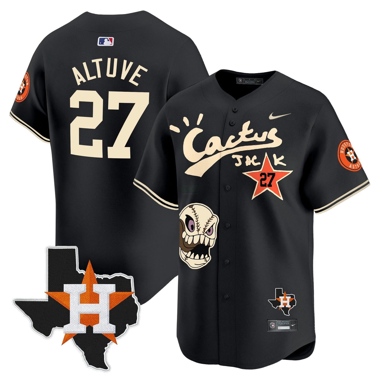 Camisa MLB Men’s Houston Cactus Jack Patch Vapor Premier Limited Jersey
