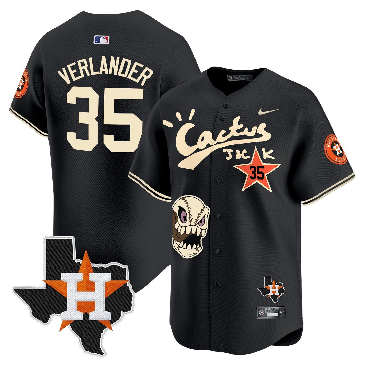 Camisa MLB Men’s Houston Cactus Jack Patch Vapor Premier Limited Jersey