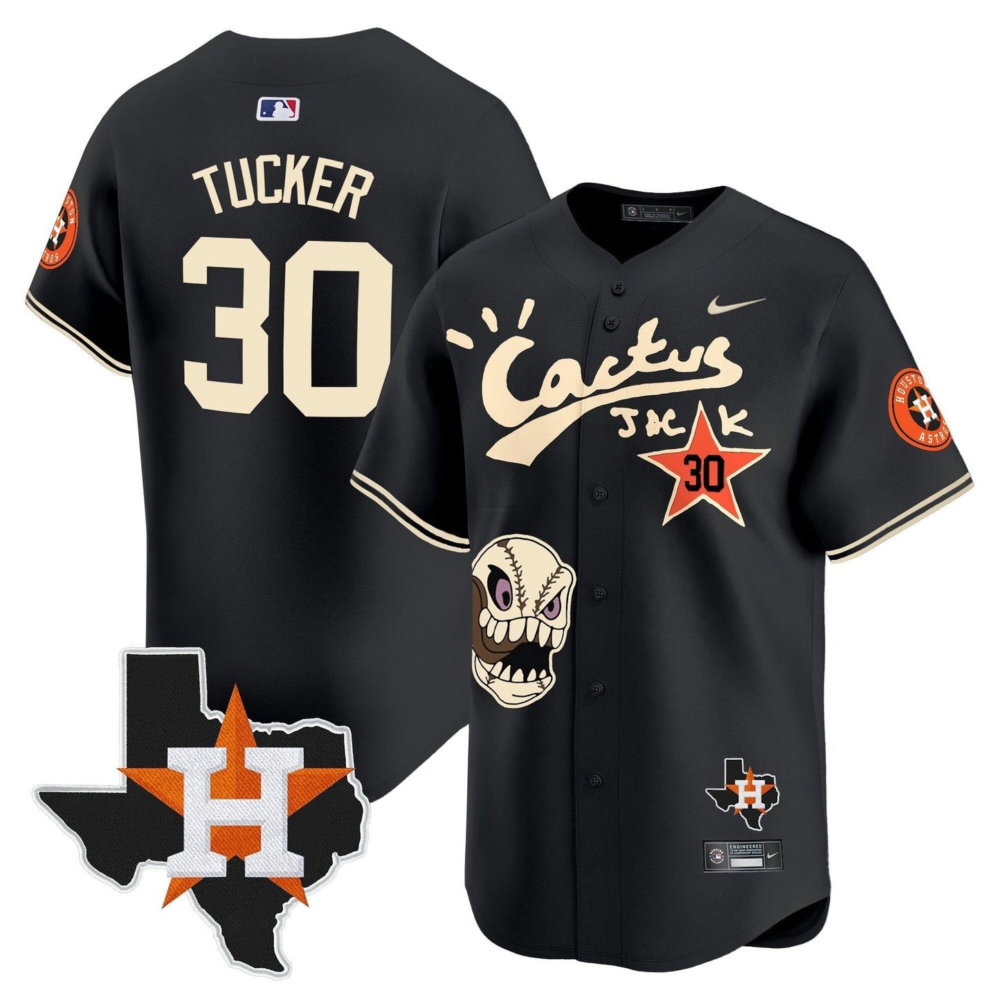 Camisa MLB Men’s Houston Cactus Jack Patch Vapor Premier Limited Jersey