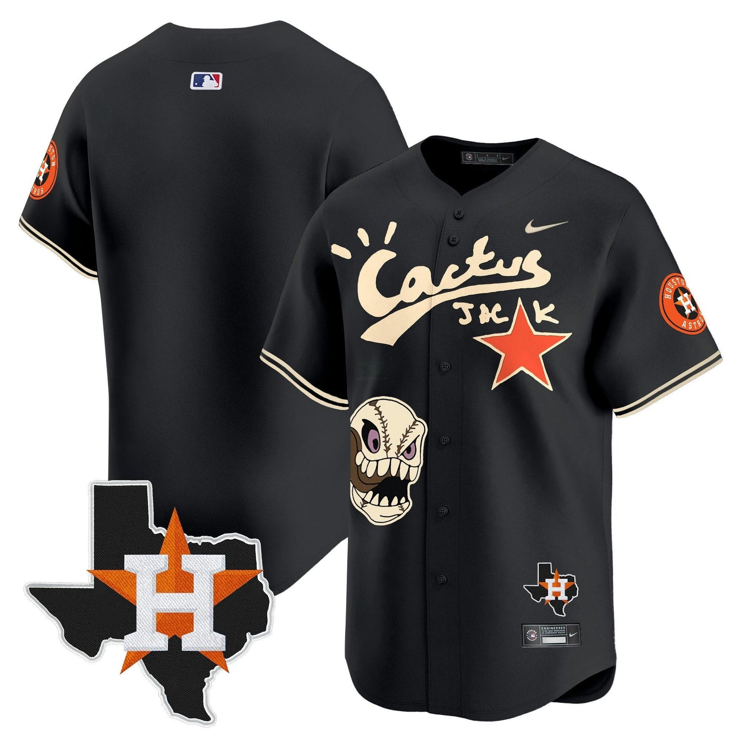 Camisa MLB Men’s Houston Cactus Jack Patch Vapor Premier Limited Jersey