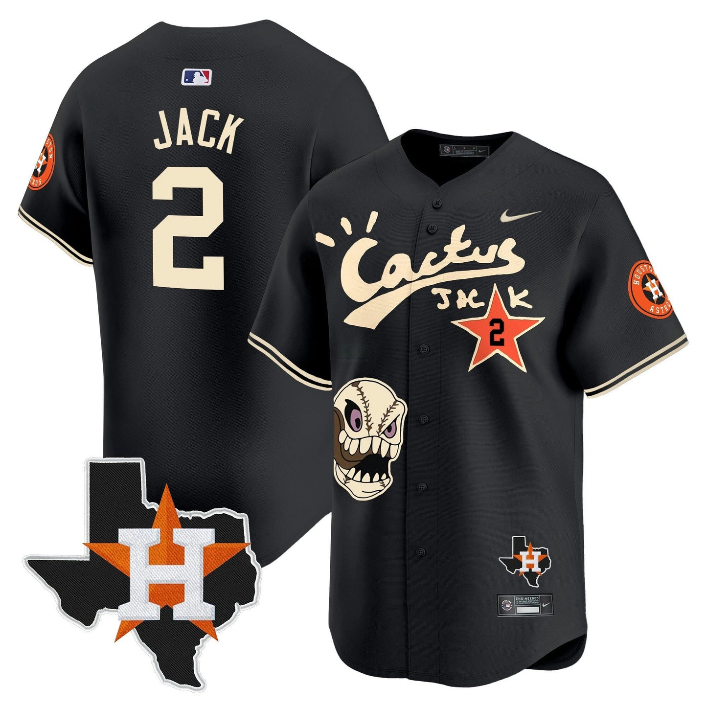 Camisa MLB Men’s Houston Cactus Jack Patch Vapor Premier Limited Jersey