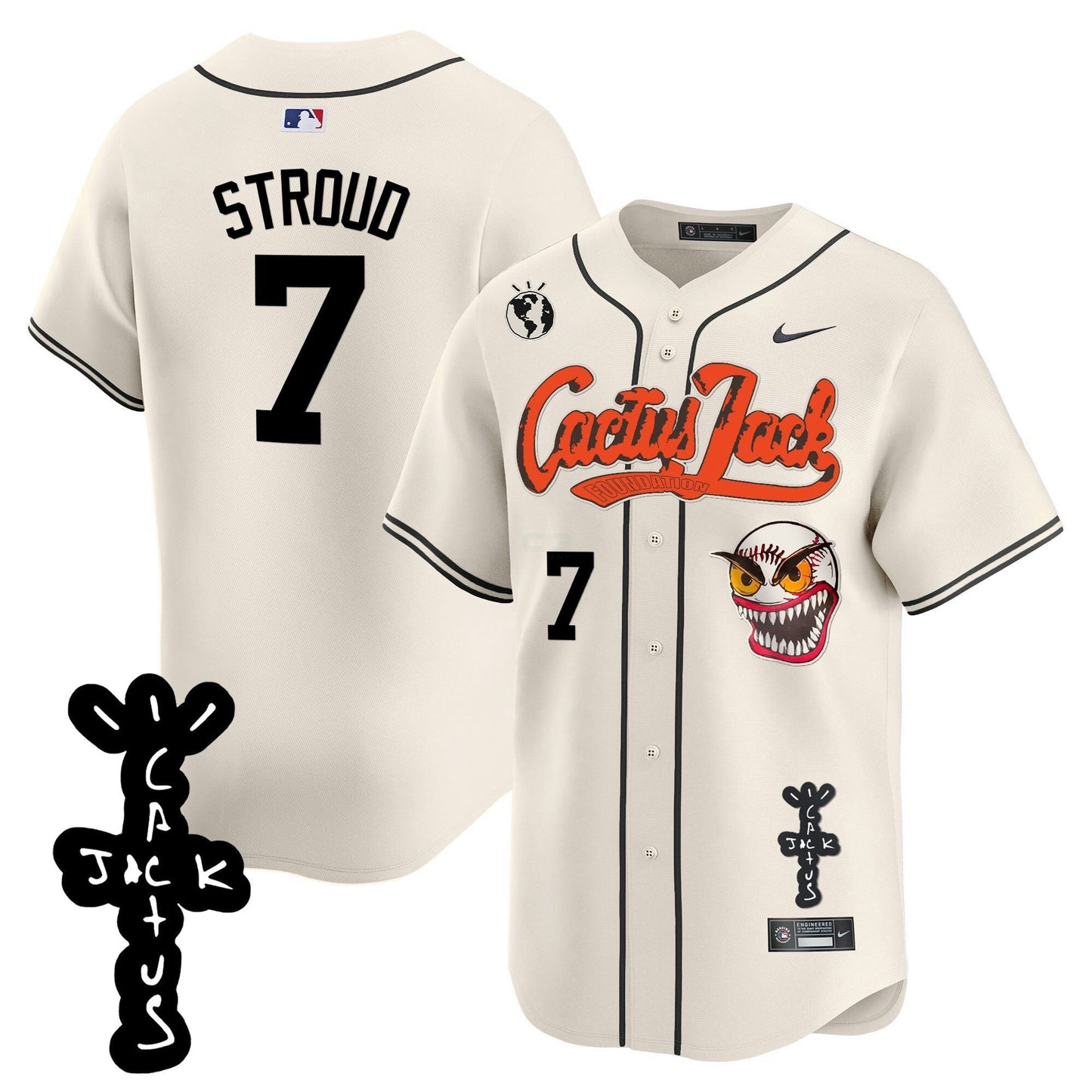 Camisa MLB Men’s Houston Cactus Jack Patch Vapor Premier Limited Jersey – Stitched
