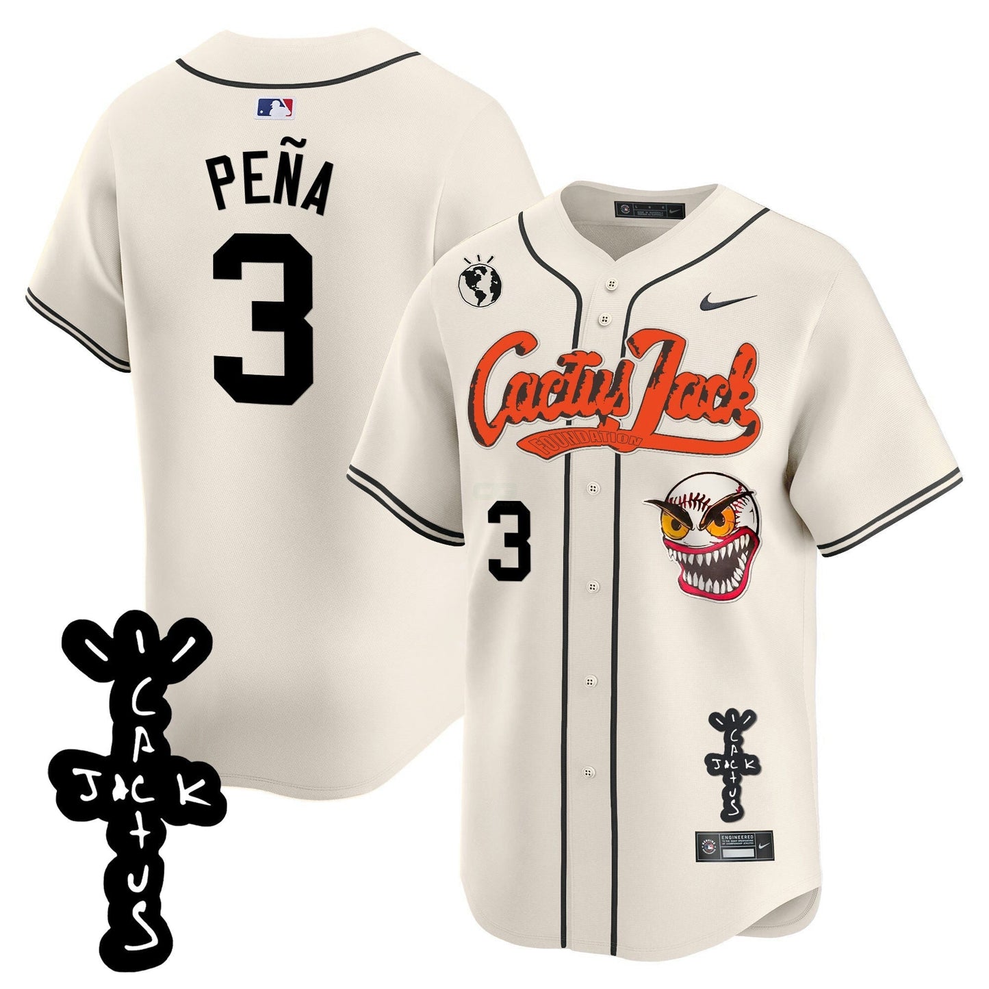 Camisa MLB Men’s Houston Cactus Jack Patch Vapor Premier Limited Jersey – Stitched