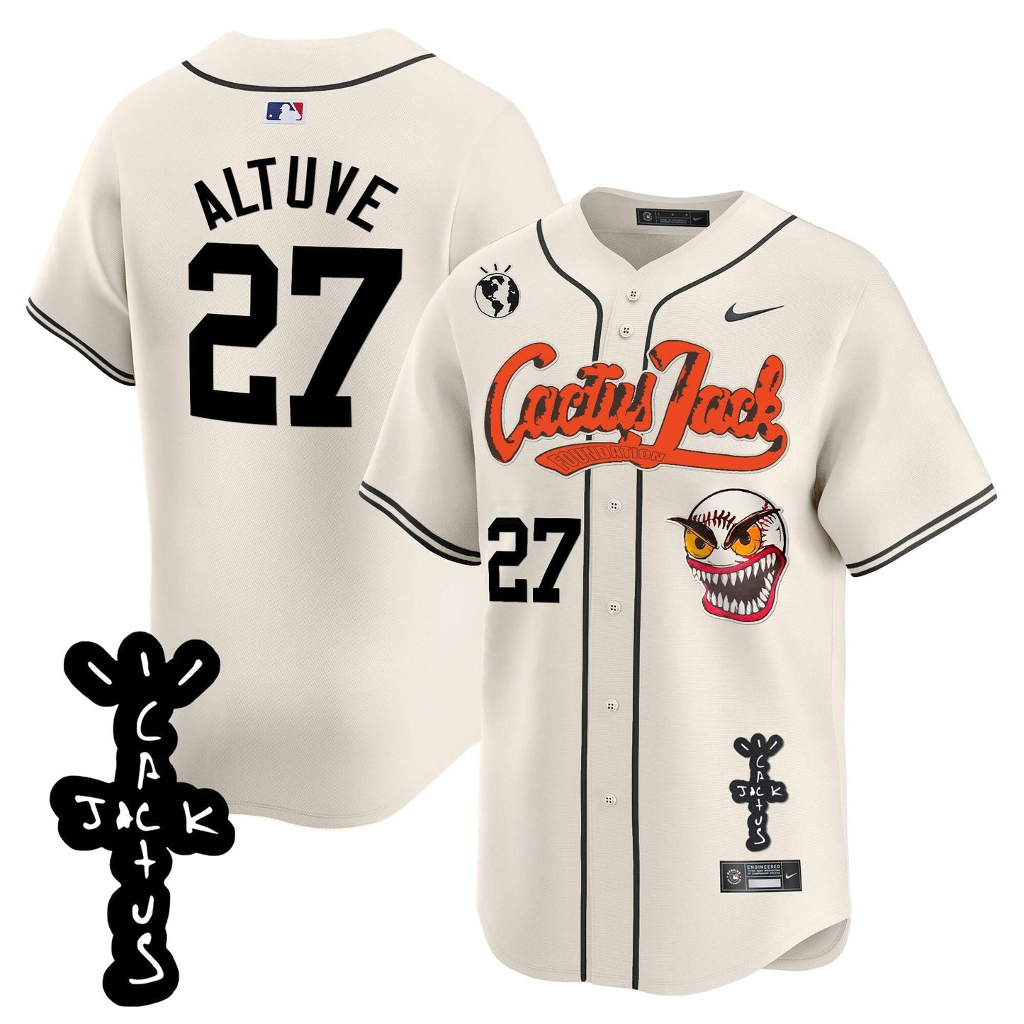 Camisa MLB Men’s Houston Cactus Jack Patch Vapor Premier Limited Jersey – Stitched