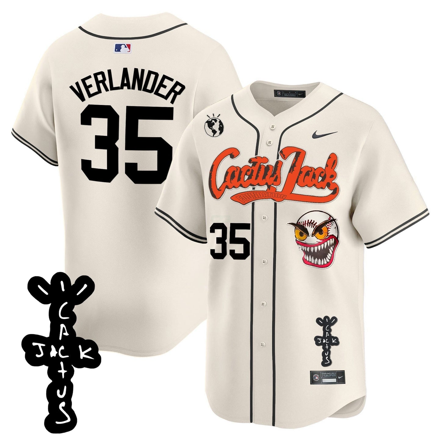 Camisa MLB Men’s Houston Cactus Jack Patch Vapor Premier Limited Jersey – Stitched